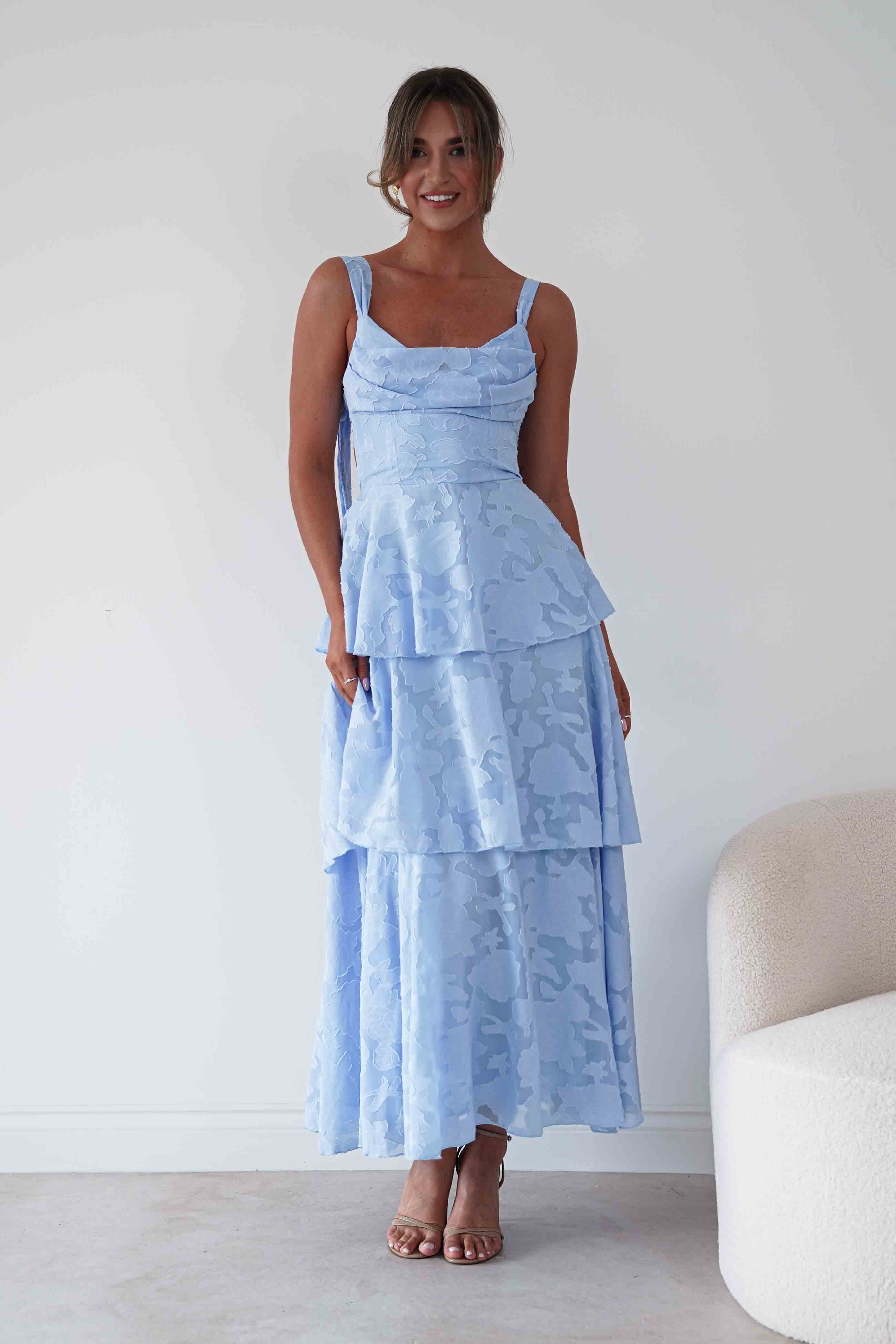 1*DONE*SHAREEN-MD08394-1Florales Jacquard-Maxikleid mit Stufen | blau(Kopie) (Kopie)