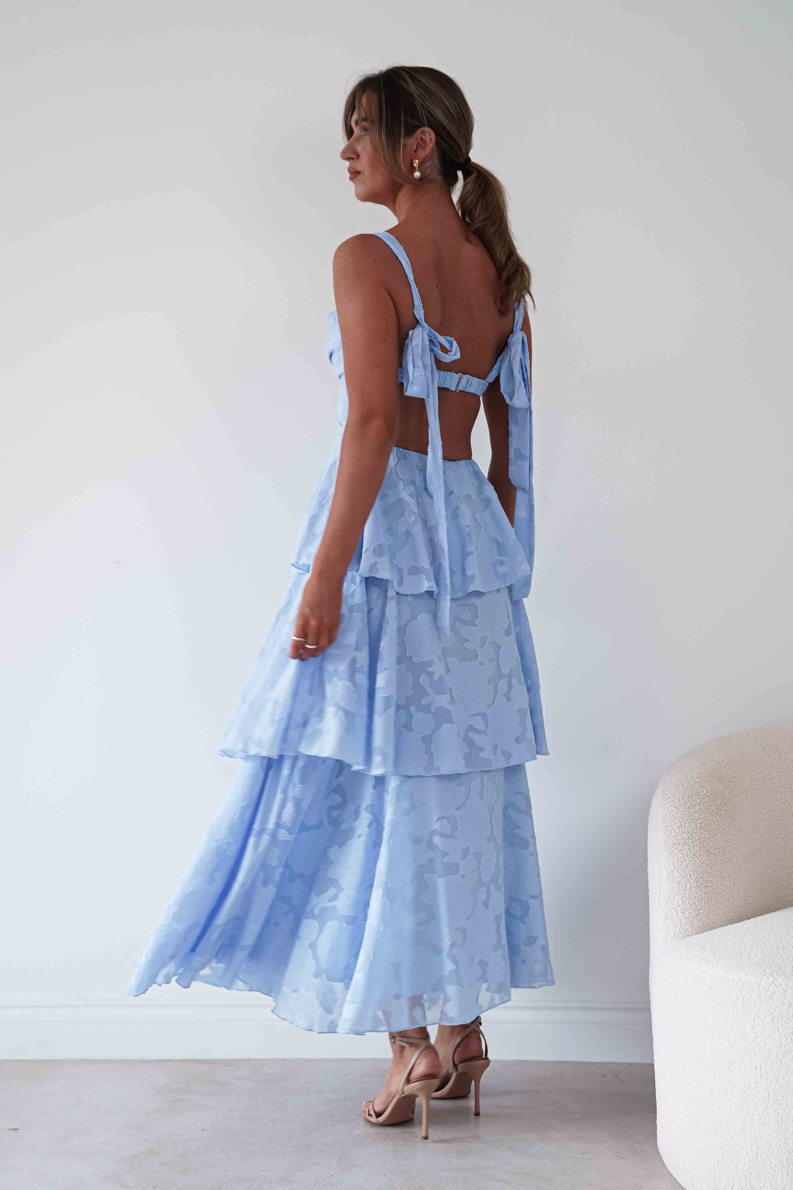 1*DONE*SHAREEN-MD08394-1Florales Jacquard-Maxikleid mit Stufen | blau(Kopie) (Kopie)