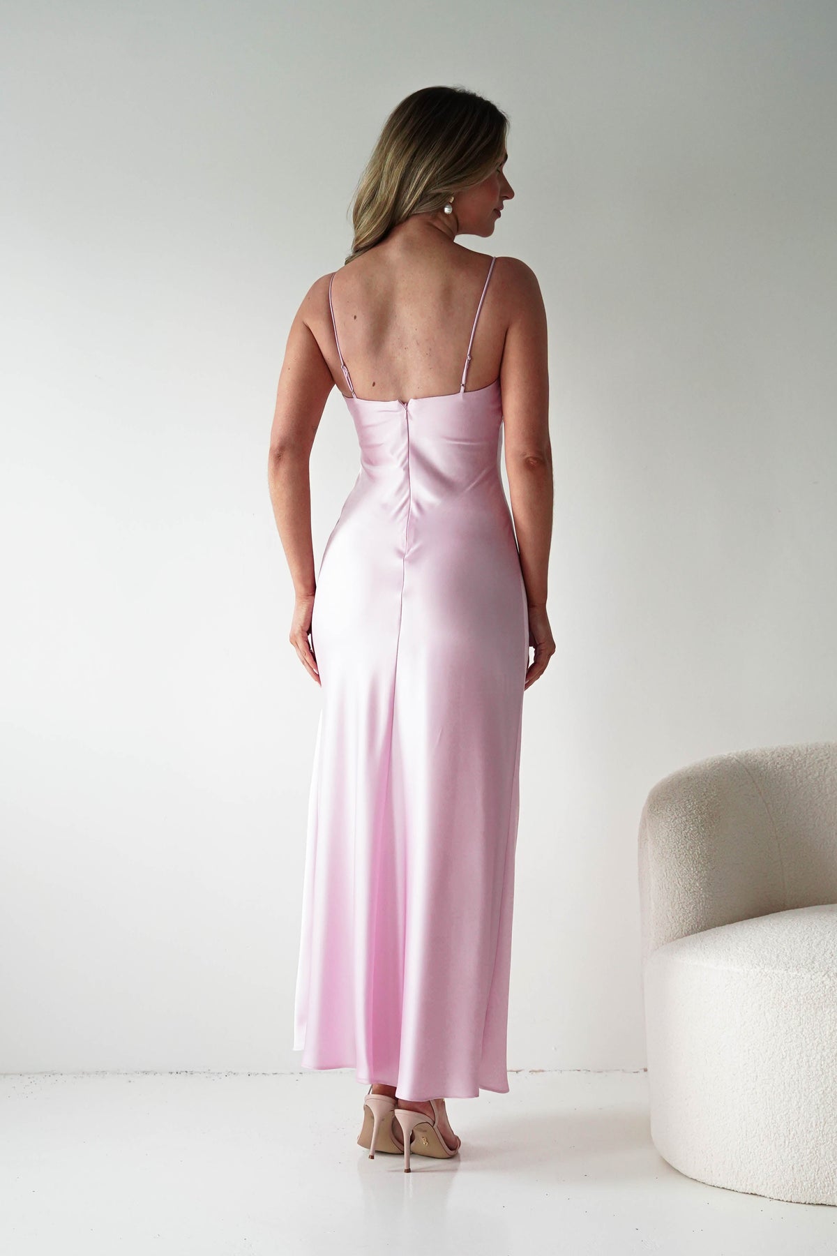 Adley Soft Satin Maxi Dress | Pink-Oh Hello Clothing