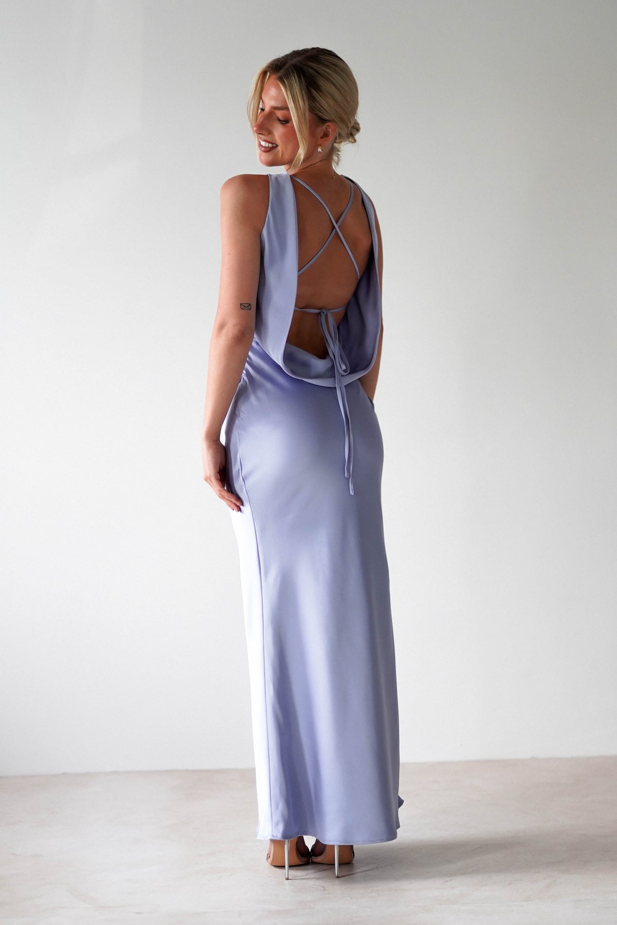 Alanna Soft Matte Satin Maxi Dress | Periwinkle Blue-Oh Hello Clothing