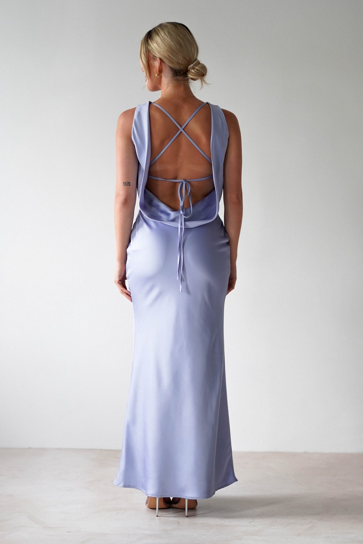 Alanna Soft Matte Satin Maxi Dress | Periwinkle Blue-Oh Hello Clothing