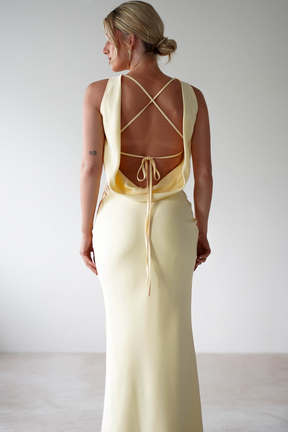 Alanna Soft Matte Satin Maxi Dress | Yellow-Oh Hello Clothing