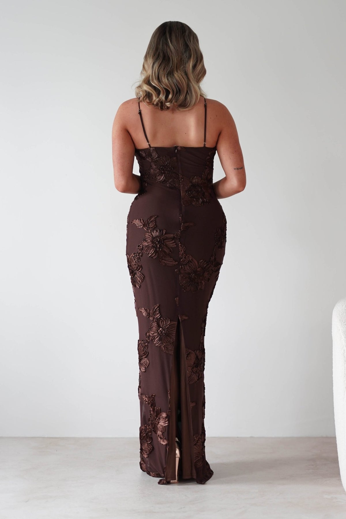 Alvana Floral Appliqué Maxi Dress | Brown-Oh Hello Clothing