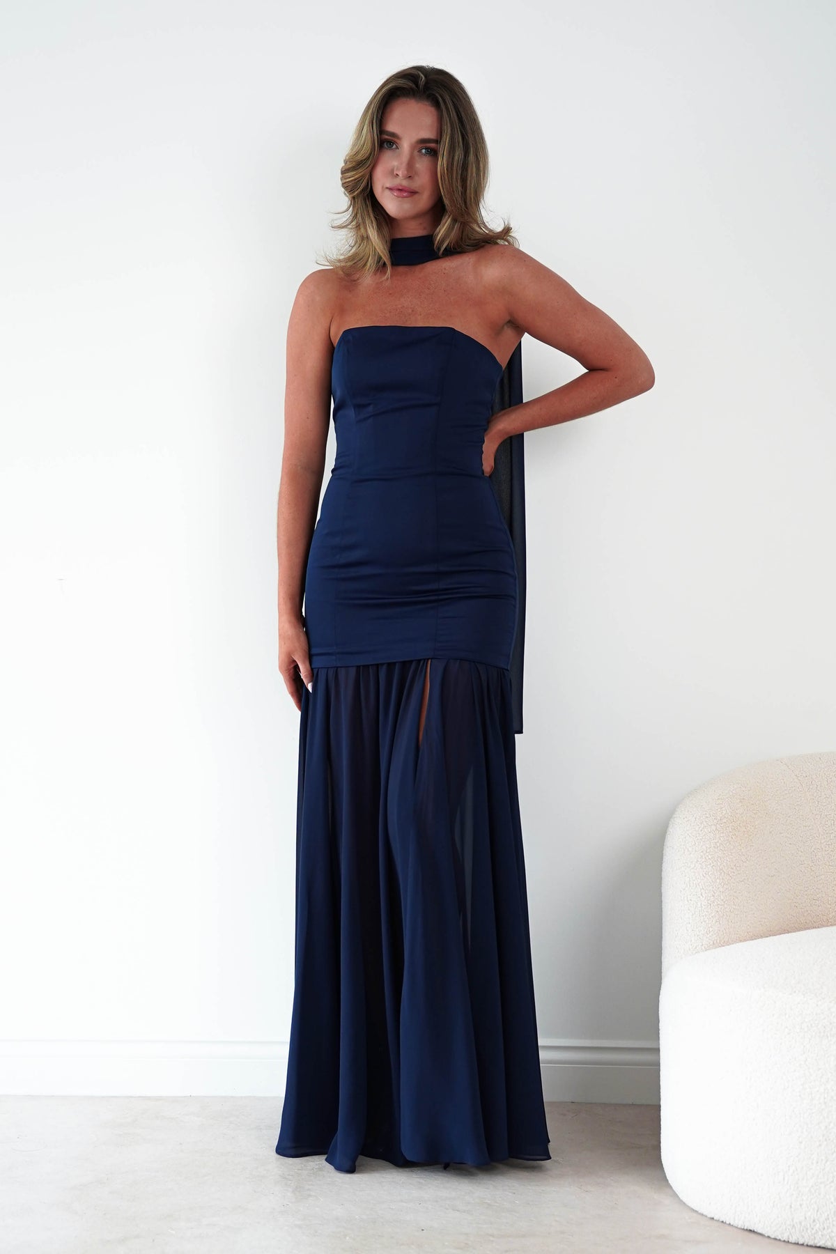 Amora Strapless Structured Maxi Dress | Navy-Oh Hello Clothing