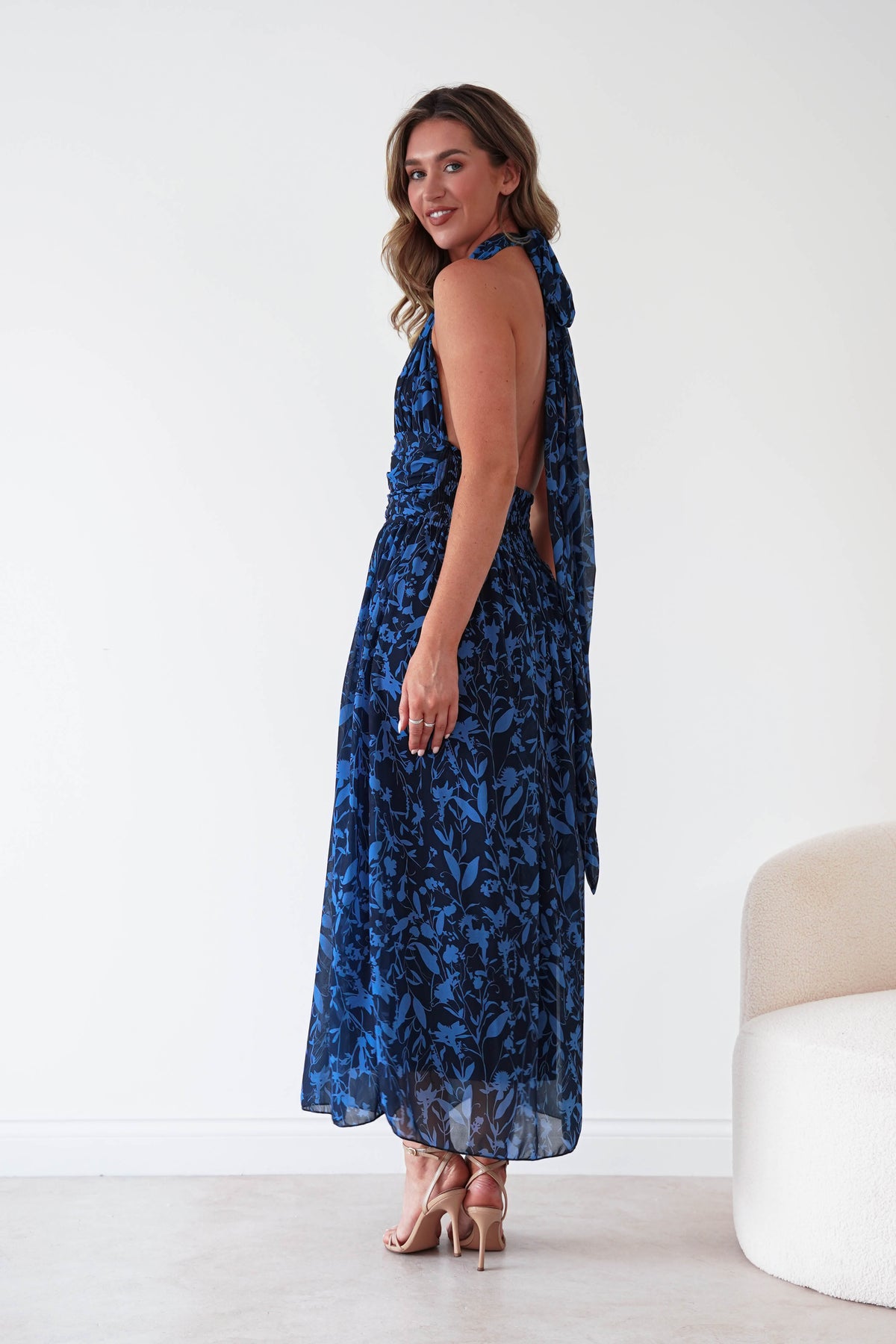 Anara Floral Print Maxi Dress | Blue Print-Oh Hello Clothing