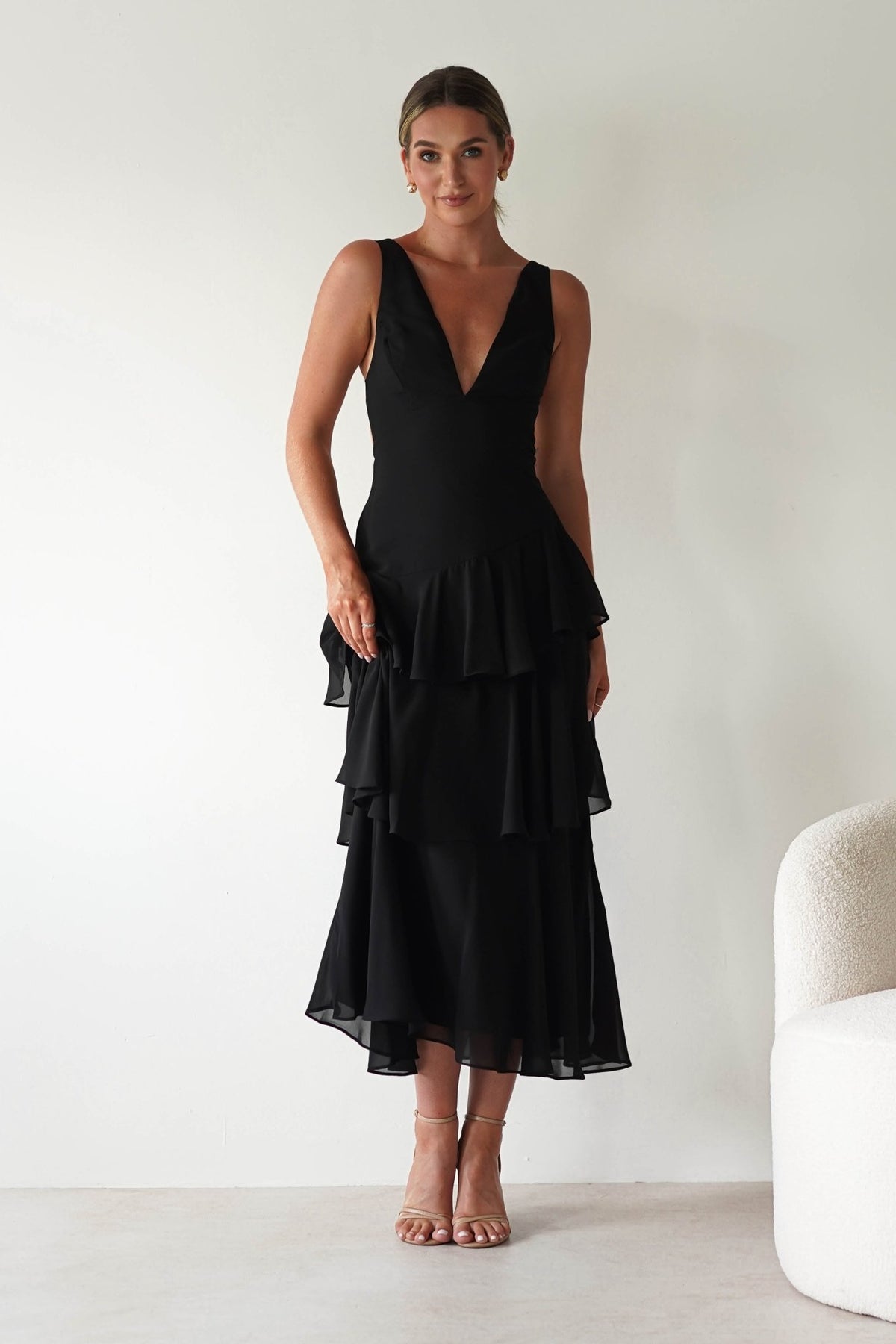 Andalusia Ruffle Maxi Dress | Black-Oh Hello Clothing