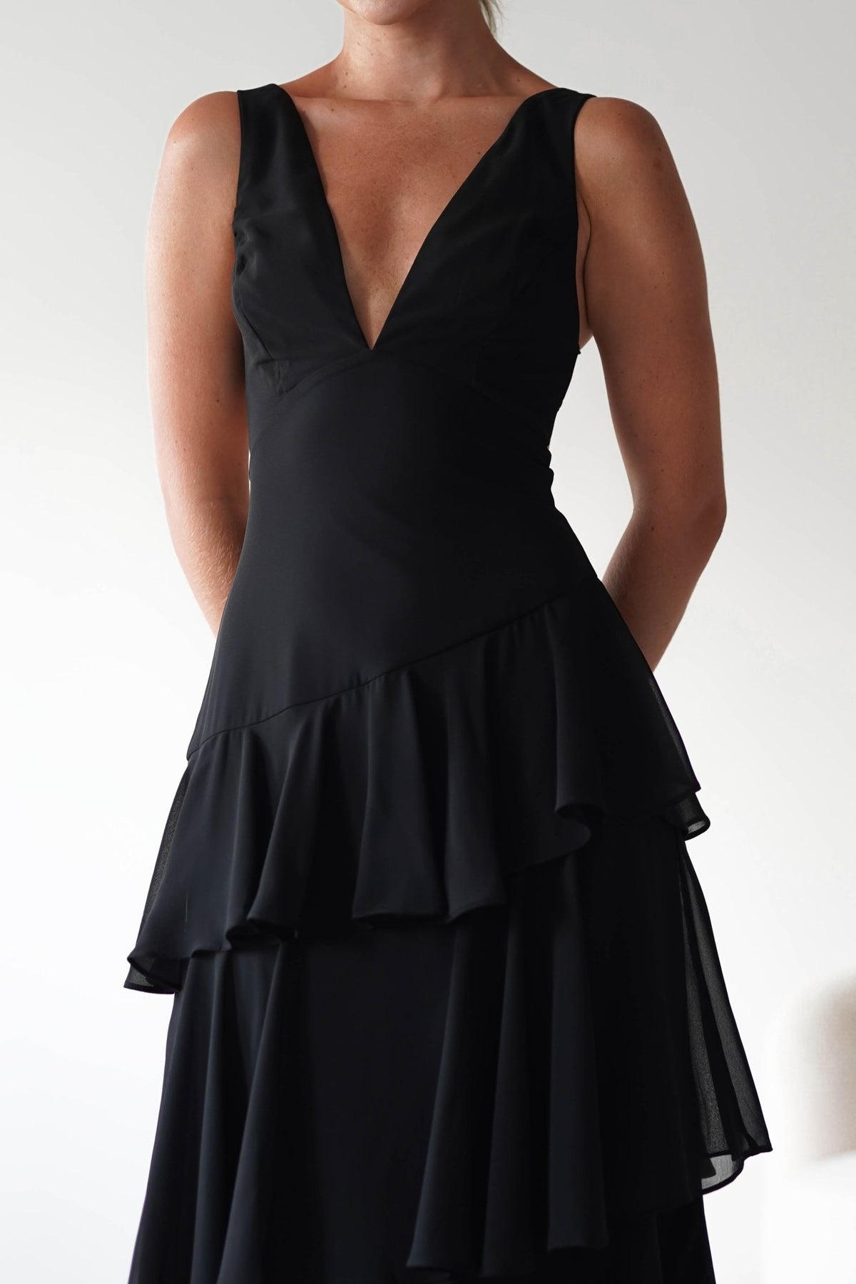 Andalusia Ruffle Maxi Dress | Black-Oh Hello Clothing