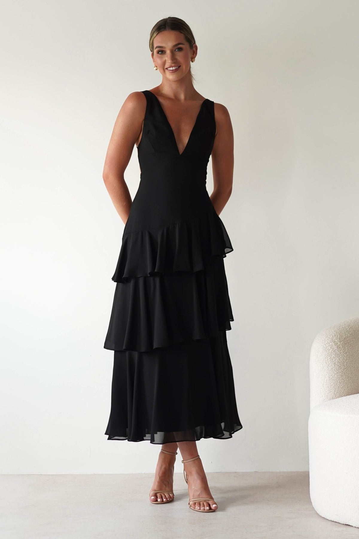 Andalusia Ruffle Maxi Dress | Black-Oh Hello Clothing