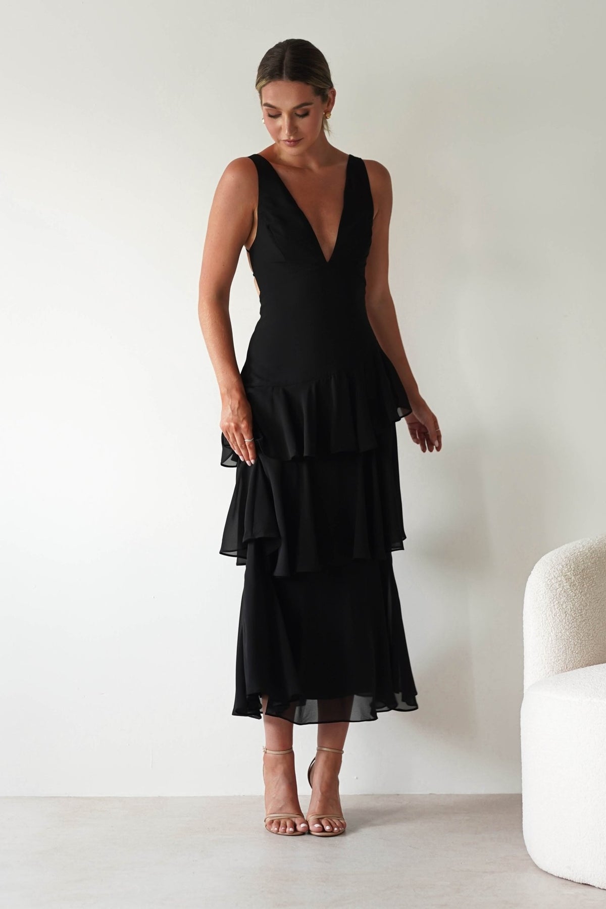 Andalusia Ruffle Maxi Dress | Black-Oh Hello Clothing