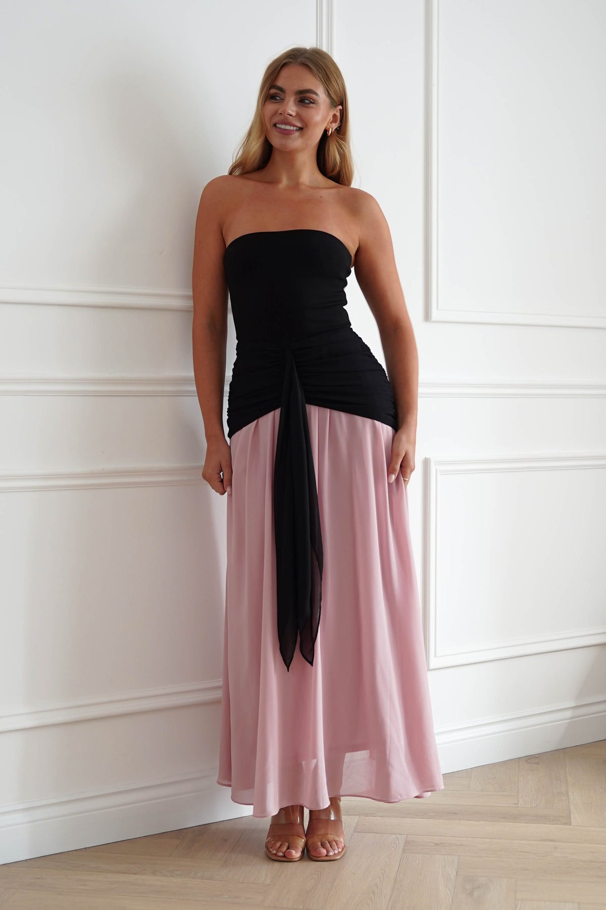 Oh Hello Clothing Women > Clothing > Dresses Ashleigh Strapless Midaxi Dress | Black/Pink