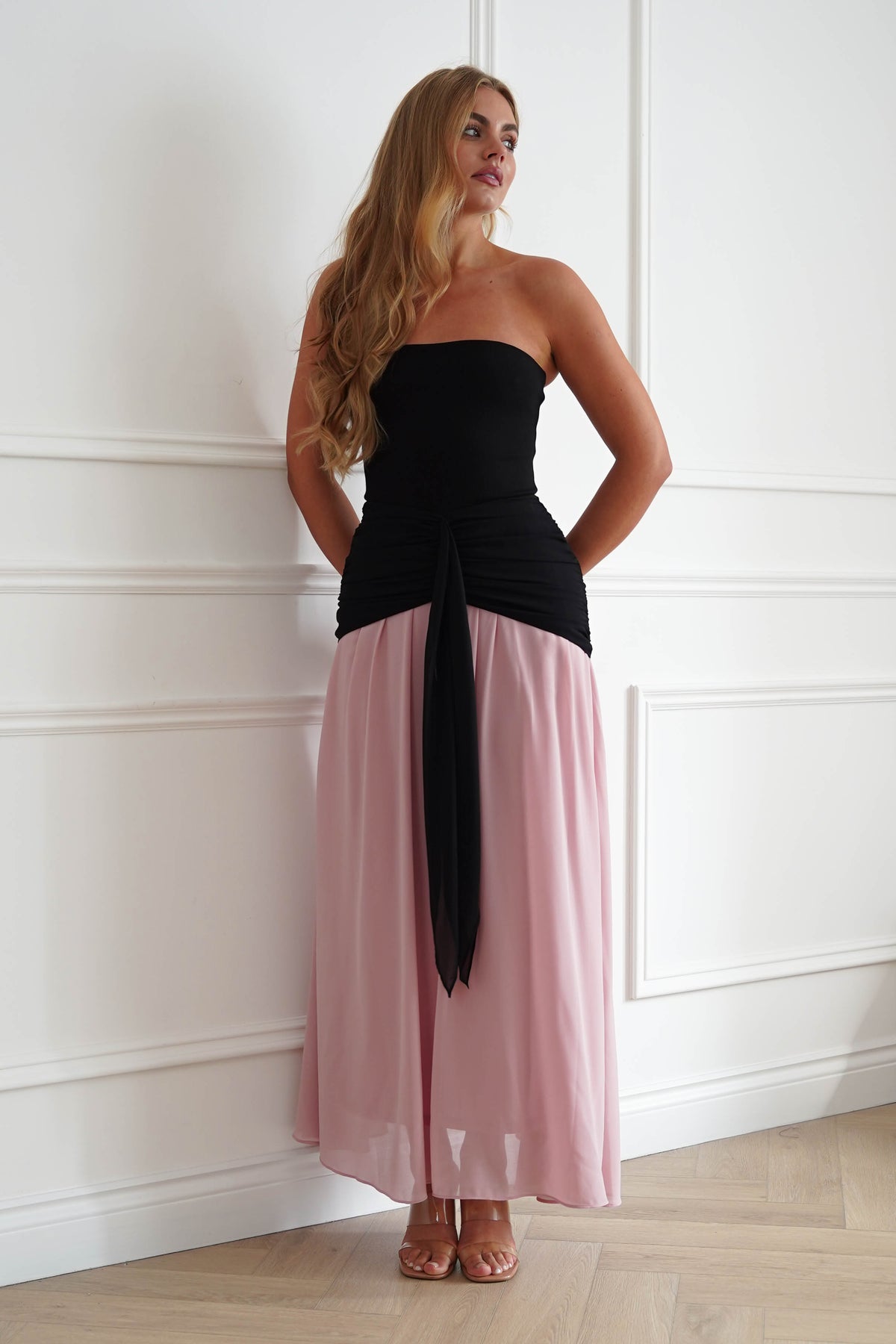 Oh Hello Clothing Women > Clothing > Dresses Ashleigh Strapless Midaxi Dress | Black/Pink