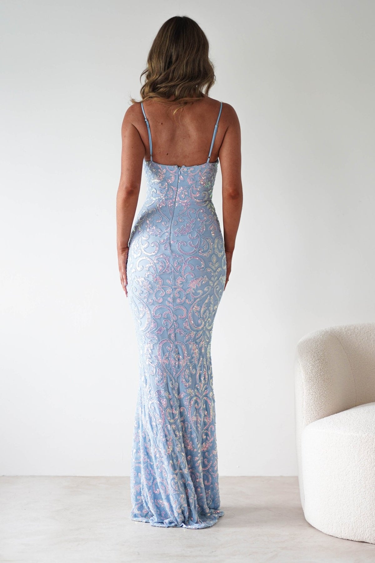 Aster Iridescent Beaded Embellished Gown | Blue-Oh Hello Clothing