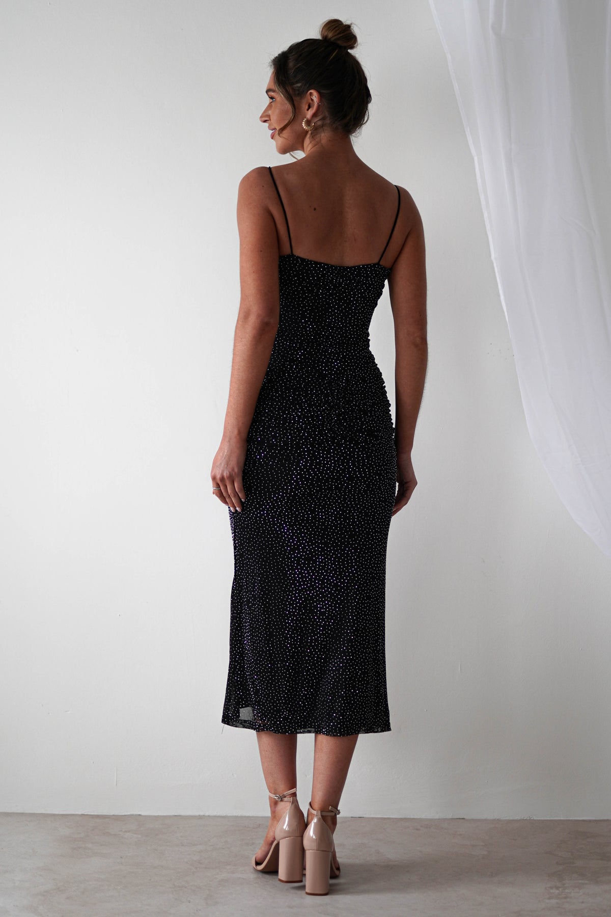 Astrid Diamante Bodycon Midaxi Dress | Black-Oh Hello Clothing