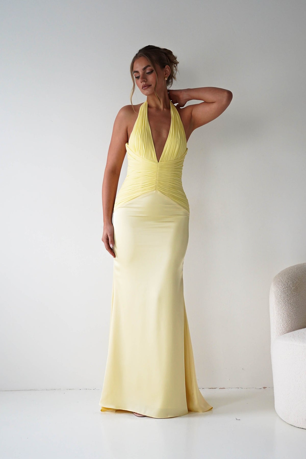 Austin Bodycon Halterneck Maxi Dress | Yellow-Oh Hello Clothing
