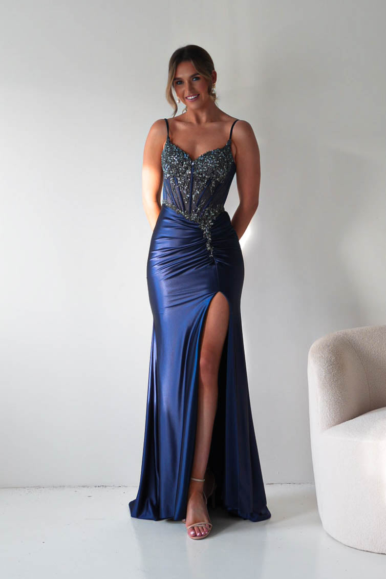 Becca Embellished Corset Evening Gown | Navy-Oh Hello Clothing