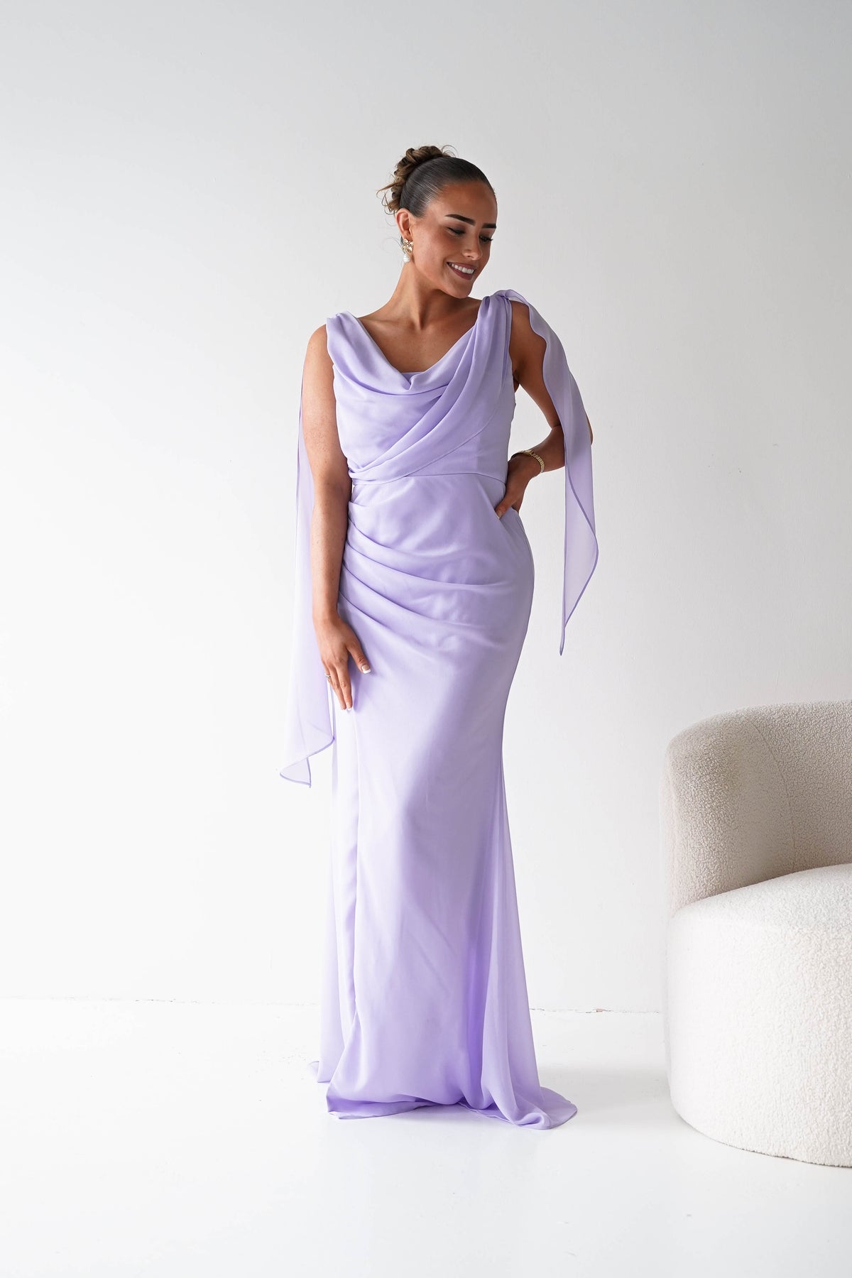 Belvini Chiffon Maxi Dress | Lavender-Oh Hello Clothing