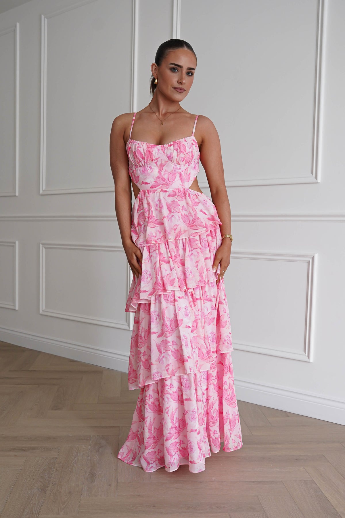 Beth Floral Tiered Maxi Dress | Pink-Oh Hello Clothing