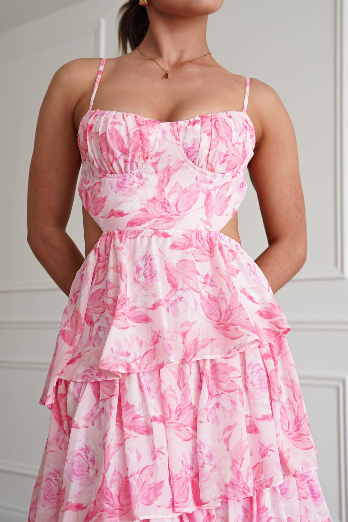Beth Floral Tiered Maxi Dress | Pink-Oh Hello Clothing