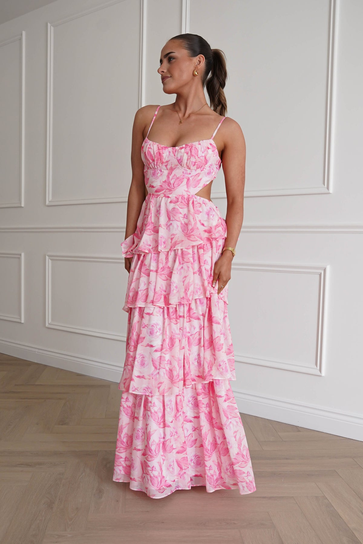 Beth Floral Tiered Maxi Dress | Pink-Oh Hello Clothing