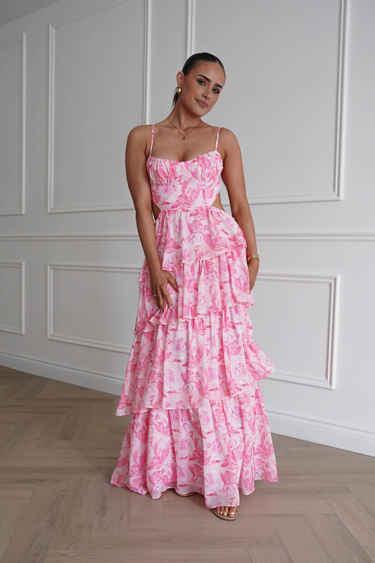 Beth Floral Tiered Maxi Dress | Pink-Oh Hello Clothing