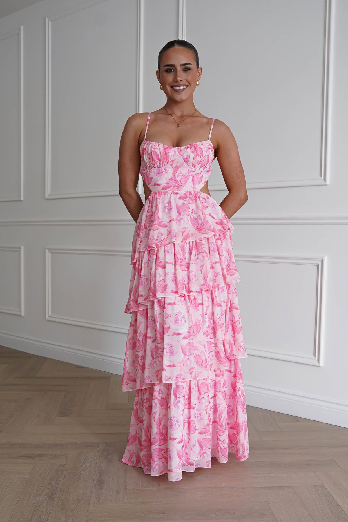 Beth Floral Tiered Maxi Dress | Pink-Oh Hello Clothing