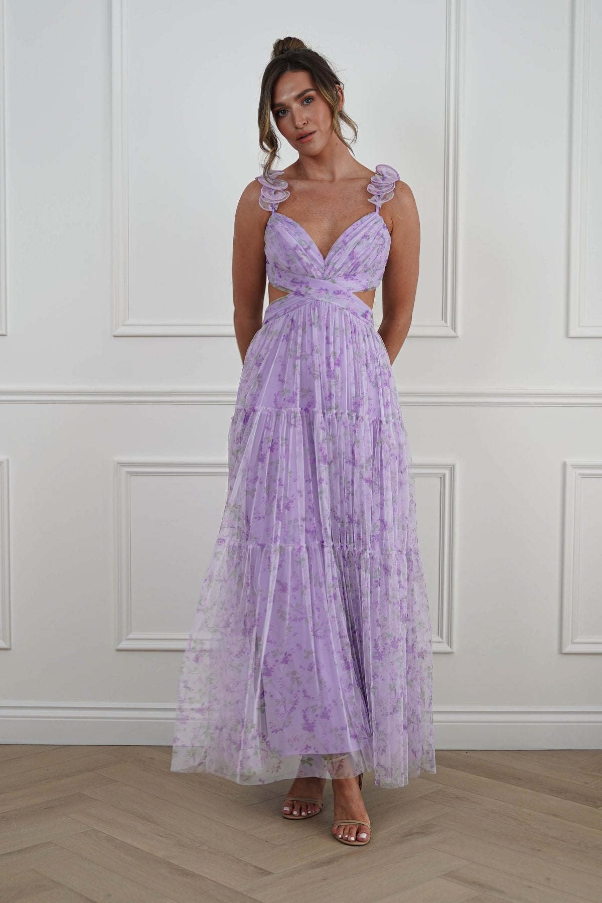 Bethel Floral Tulle Maxi Dress | Lavender-Oh Hello Clothing