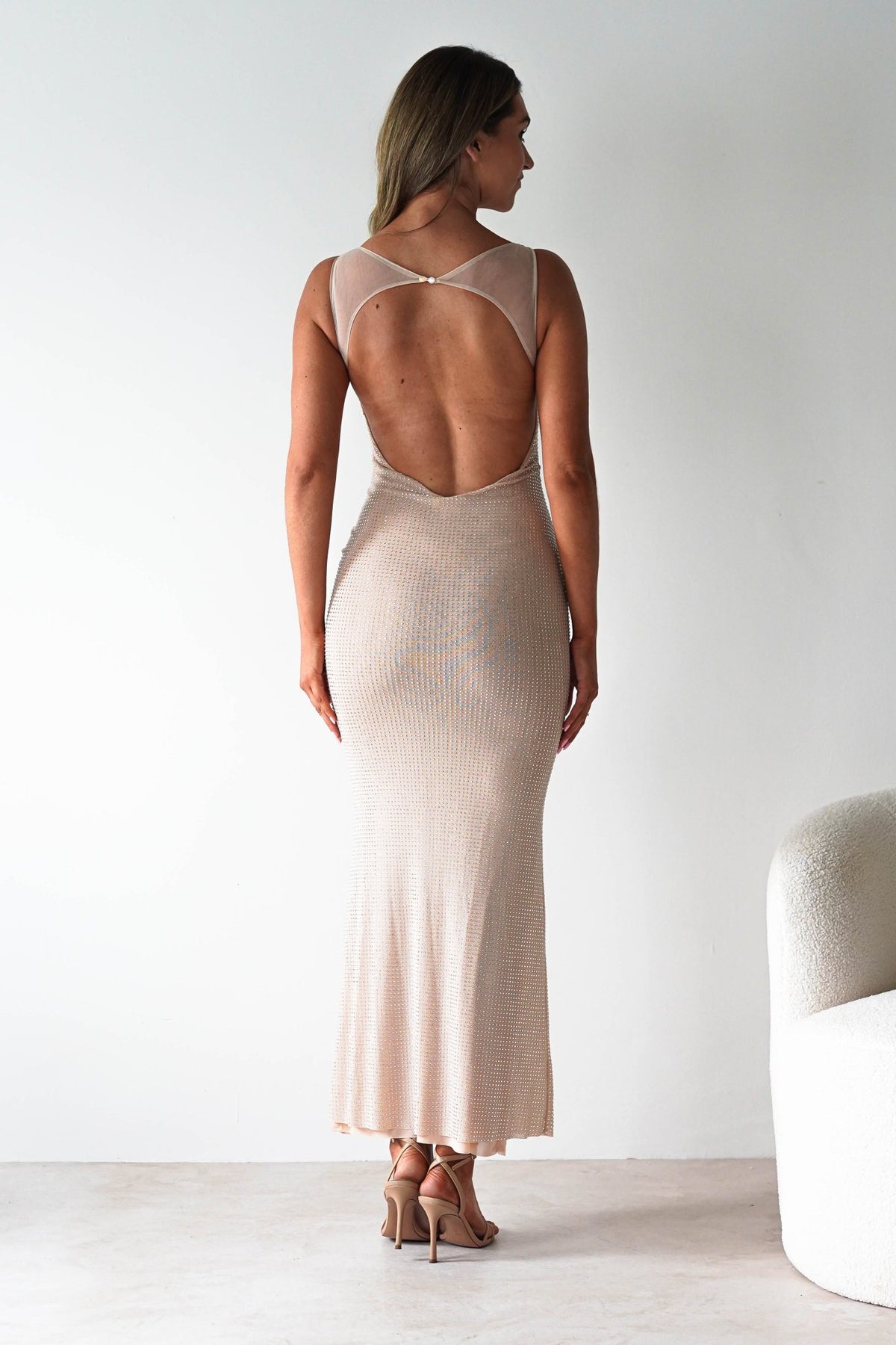 Billini Bodycon Backless Maxi Dress | Nude-Oh Hello Clothing