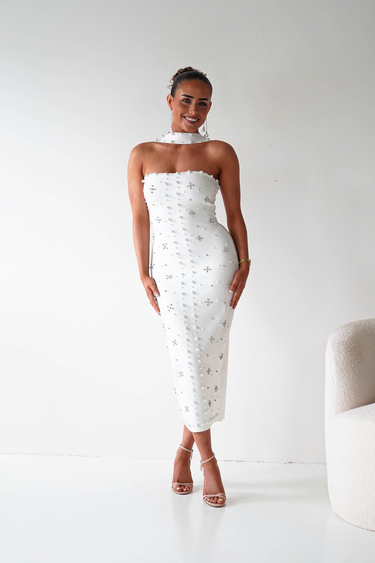 Blayke Bodycon Bandage Midi Dress | White-Oh Hello Clothing