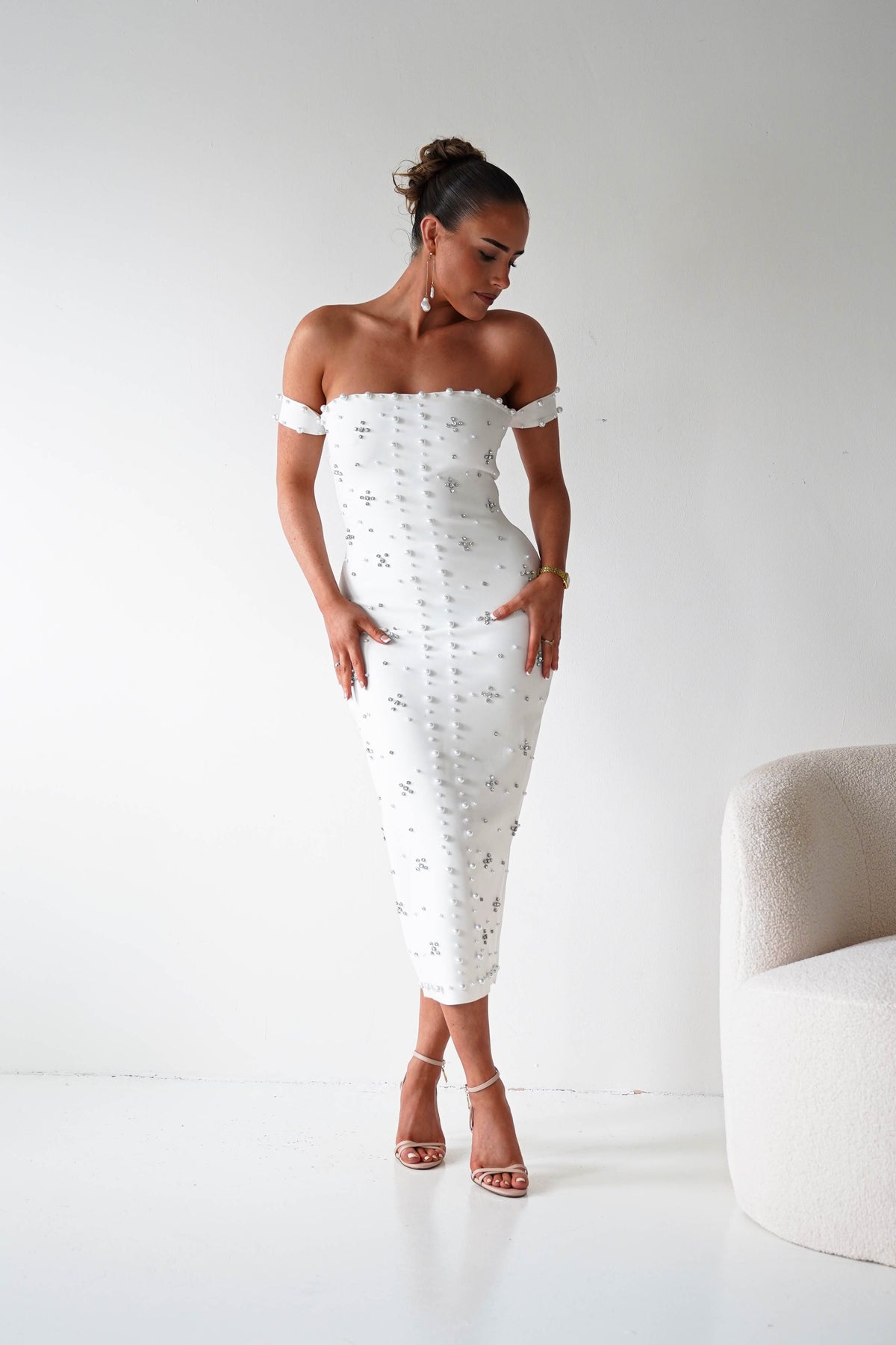 Blayke Bodycon Bandage Midi Dress | White-Oh Hello Clothing