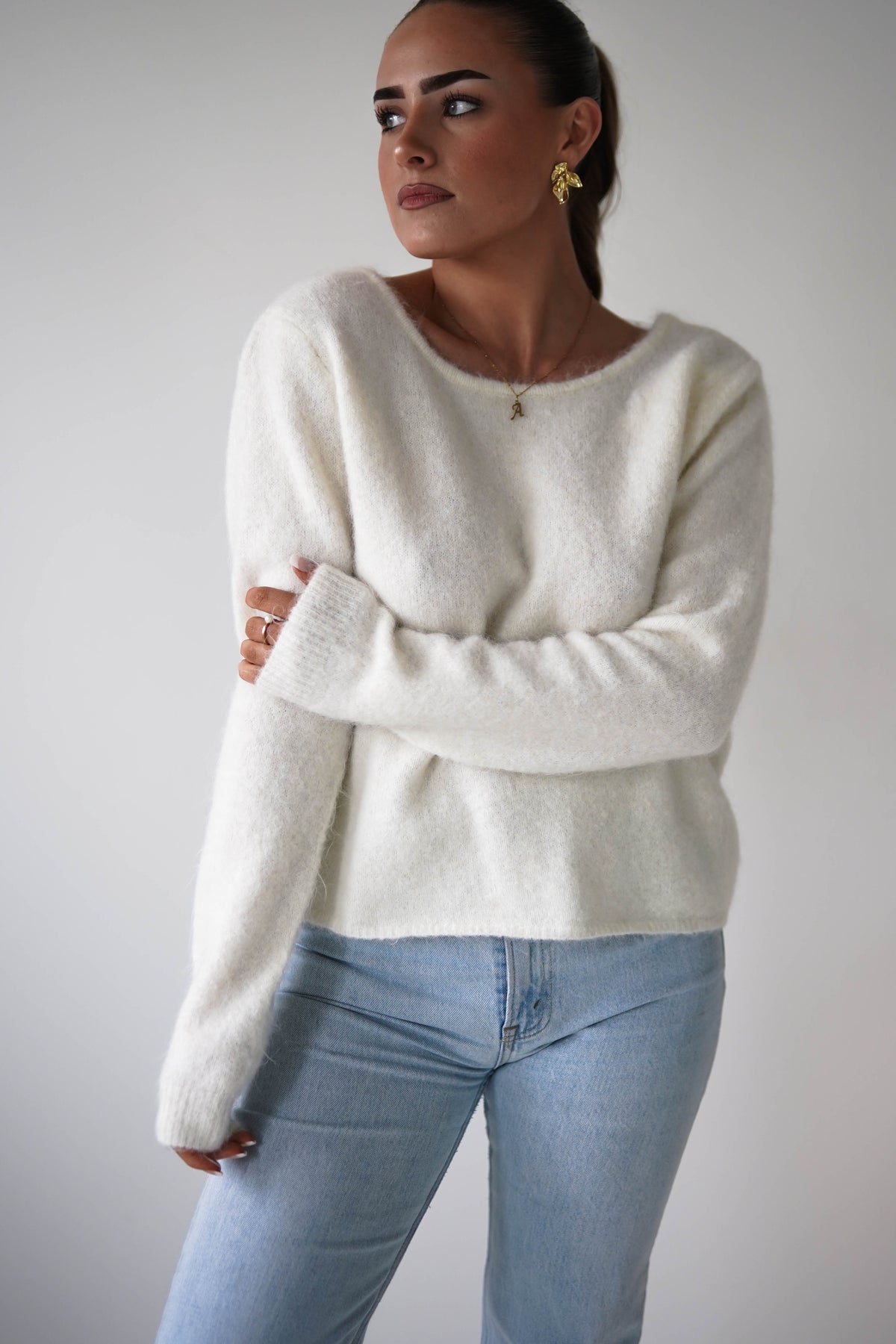 Bree Bow Back Detail Knit Jumper | Cream-Oh Hello Clothing