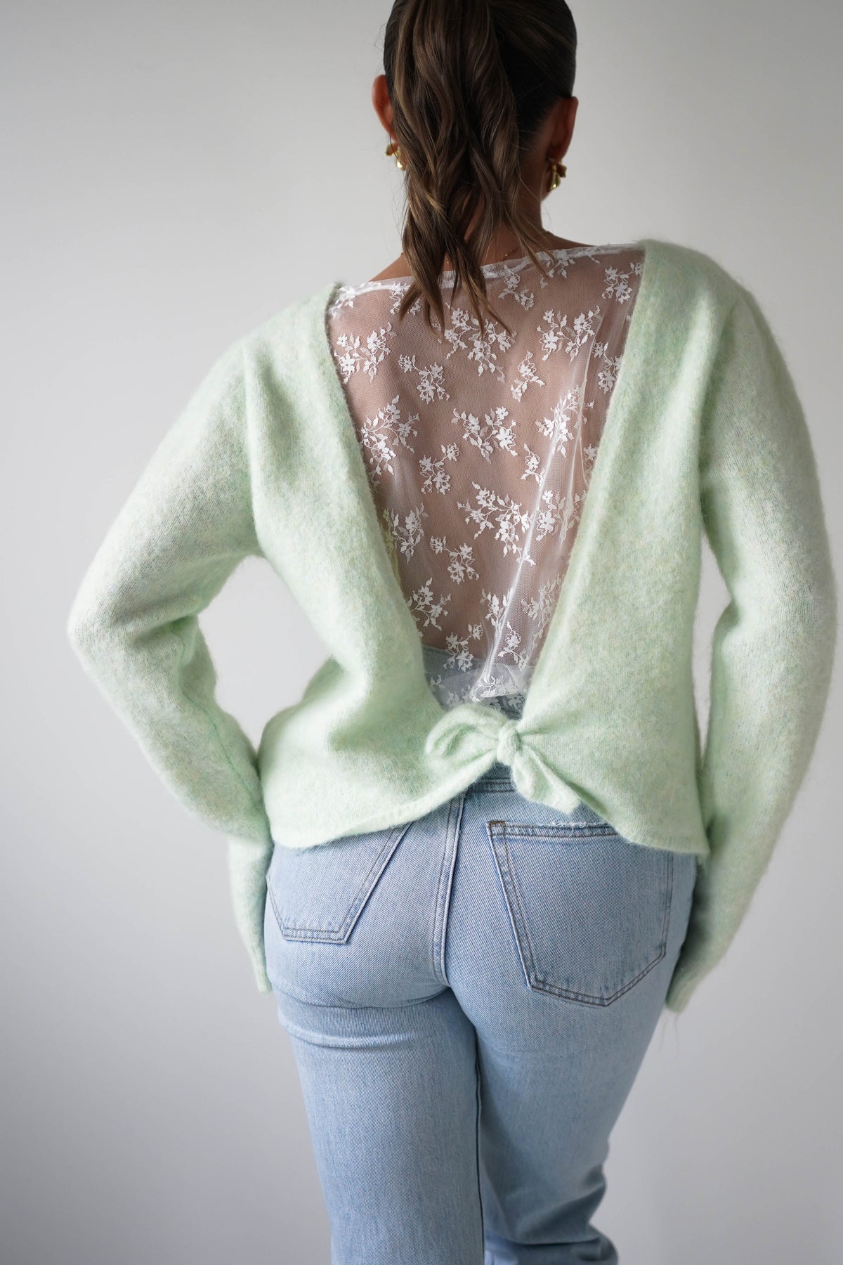 Bree Bow Back Detail Knit Jumper | Green-Oh Hello Clothing