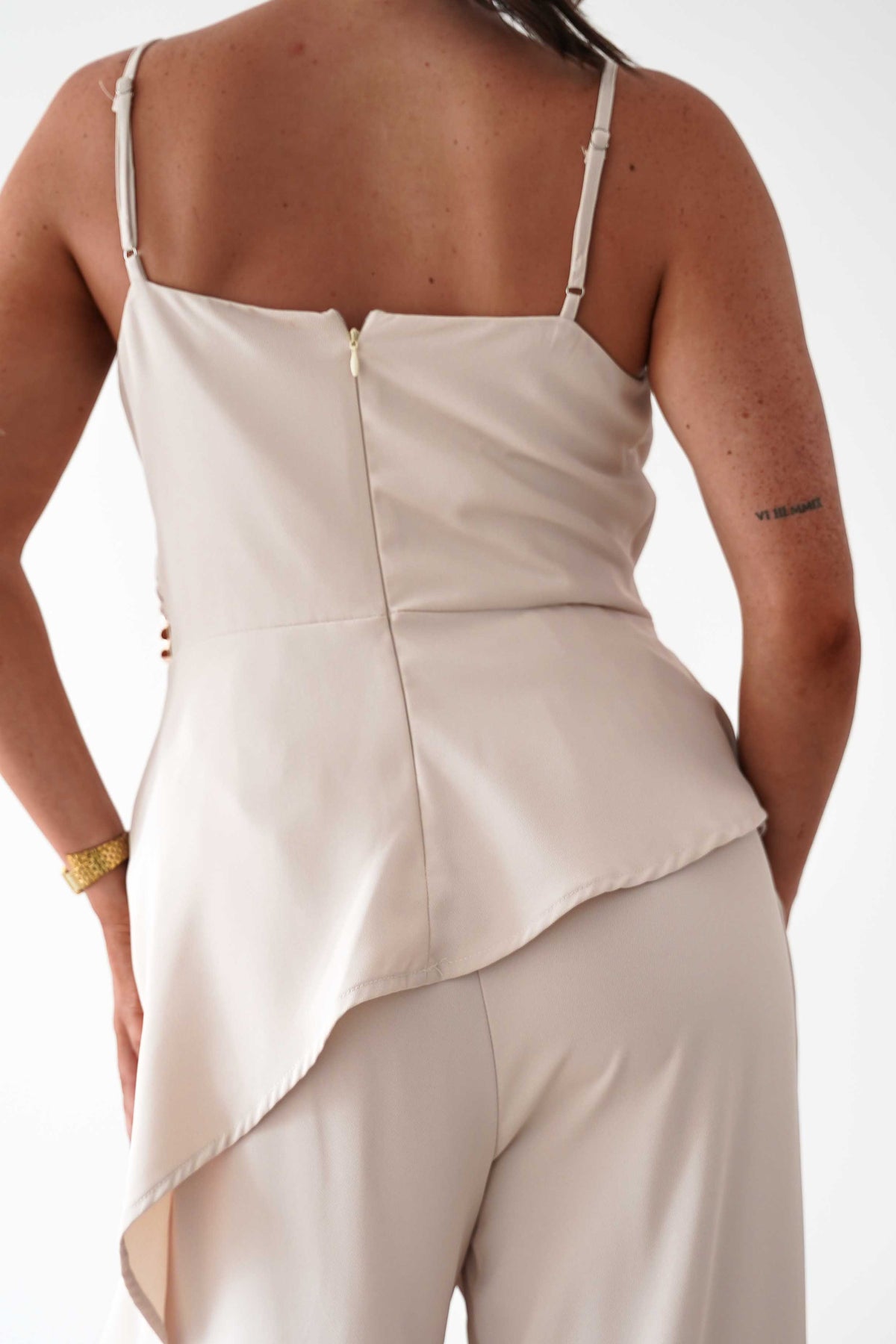 Bridget Asymmetric Co-Ord Set | Cream-Oh Hello Clothing