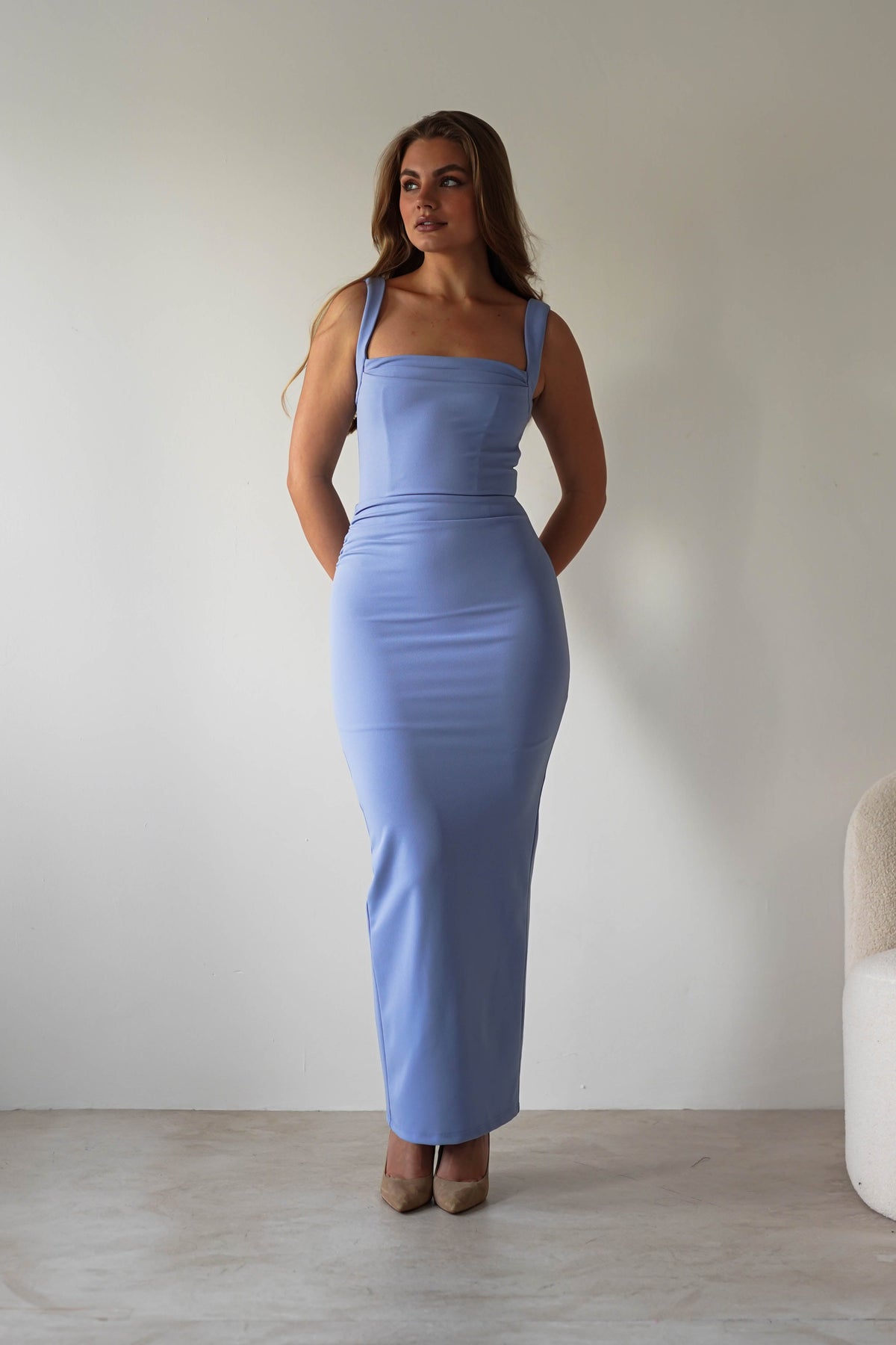 Brooke Square Neck Maxi Dress | Blue-Oh Hello Clothing