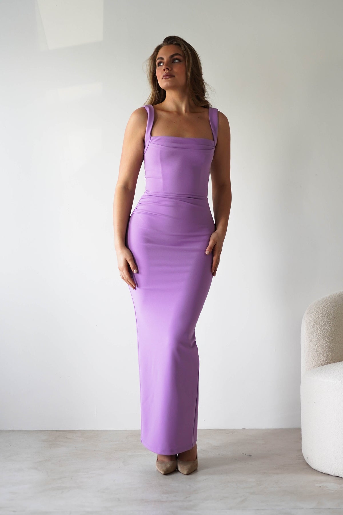 Brooke Square Neck Maxi Dress | Lilac-Oh Hello Clothing