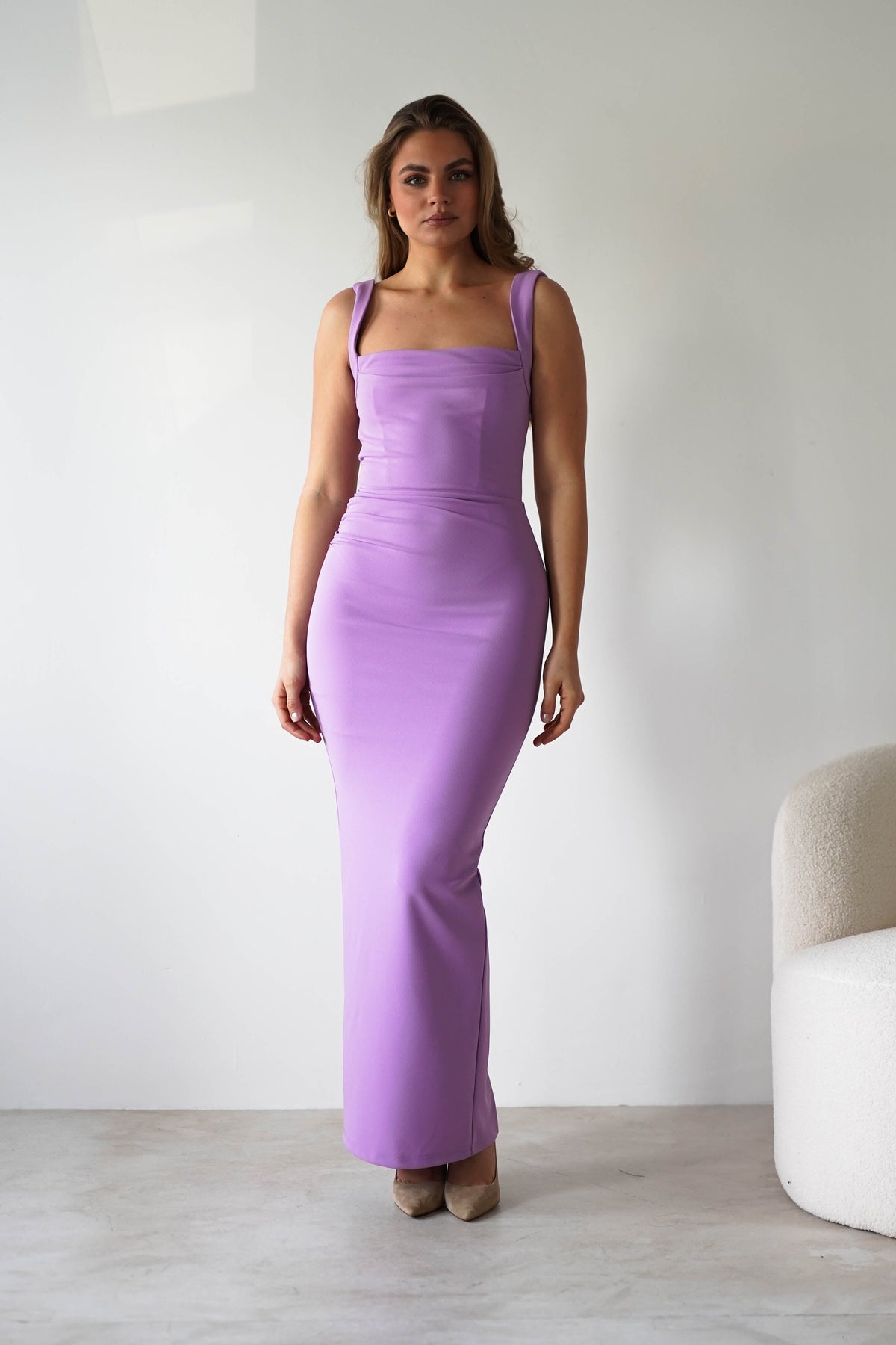 Brooke Square Neck Maxi Dress | Lilac-Oh Hello Clothing