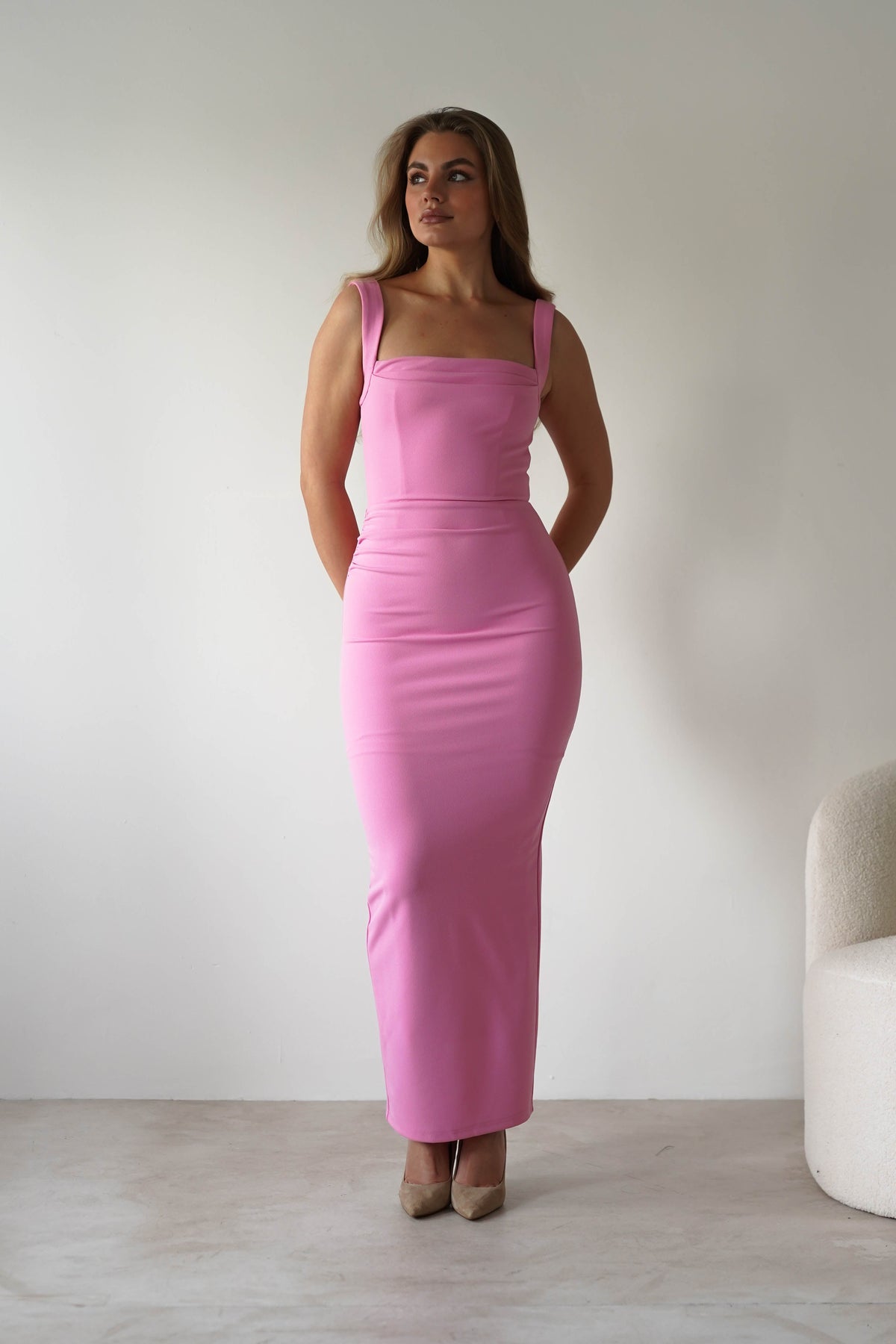 Brooke Square Neck Maxi Dress | Pink-Oh Hello Clothing