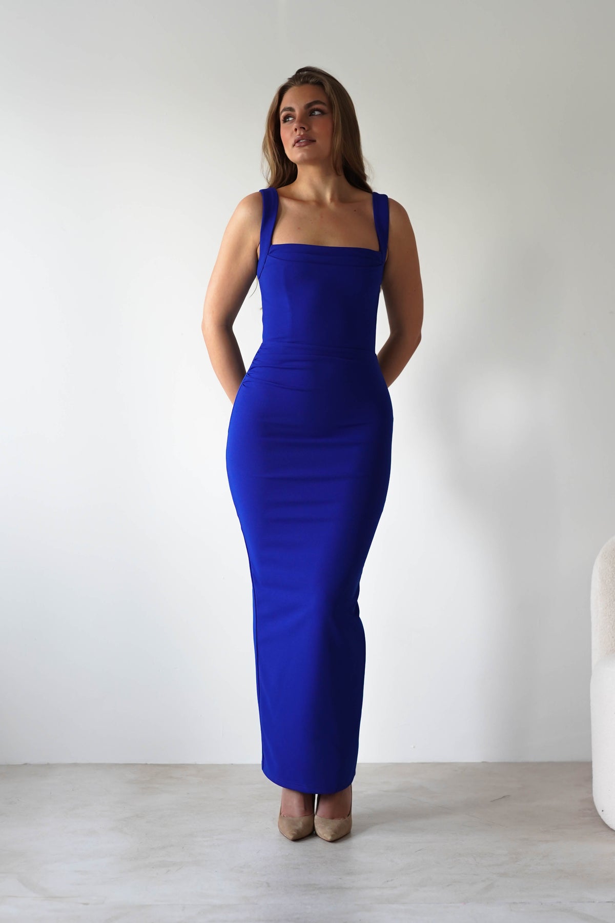 Brooke Square Neck Maxi Dress | Royal Blue-Oh Hello Clothing
