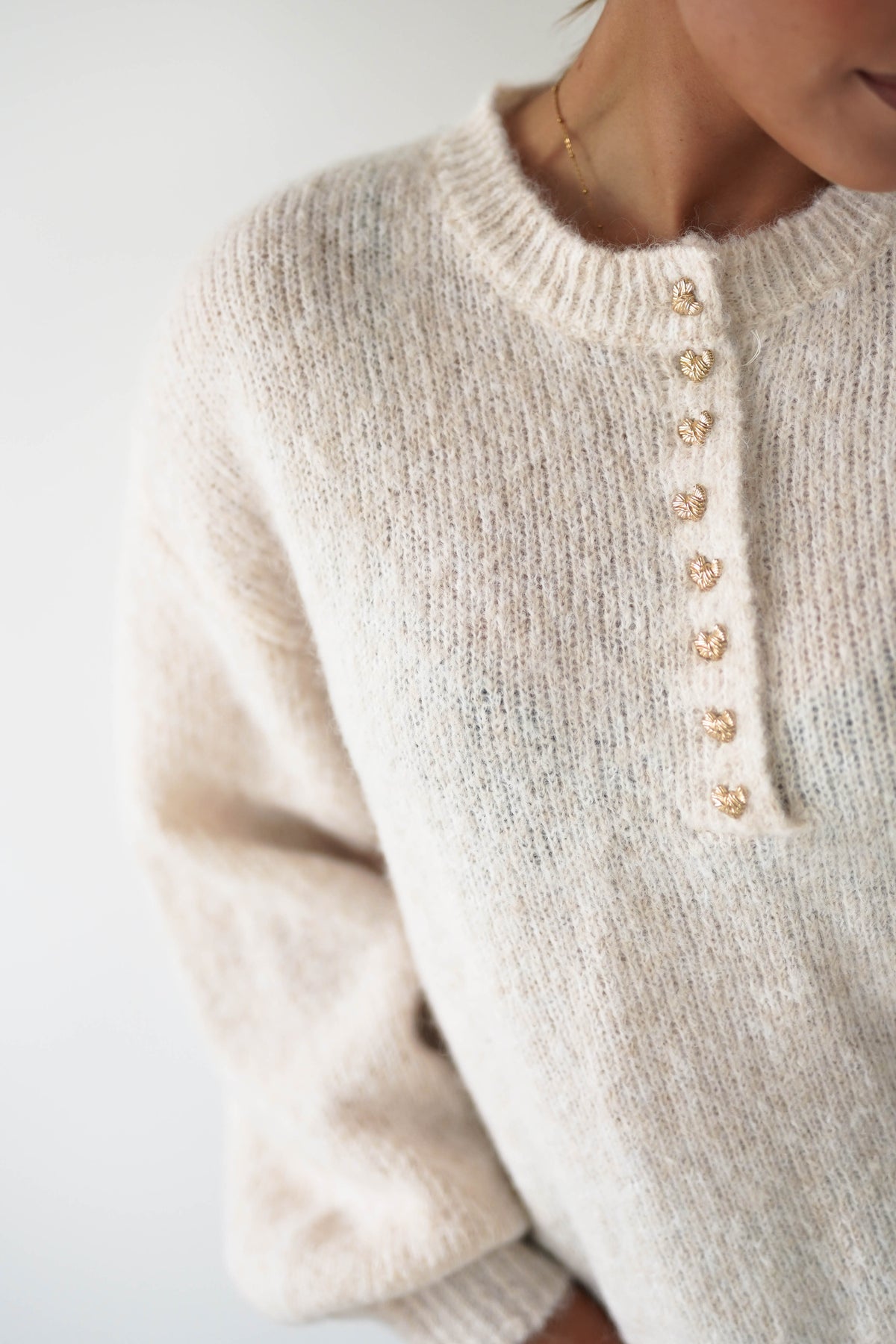 Calix Button Detail Knit Jumper | Beige-Oh Hello Clothing