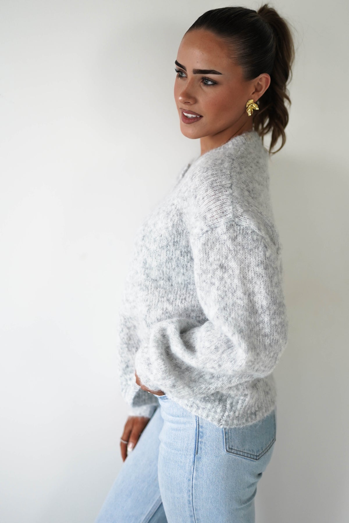 Calix Button Detail Knit Jumper | Grey-Oh Hello Clothing