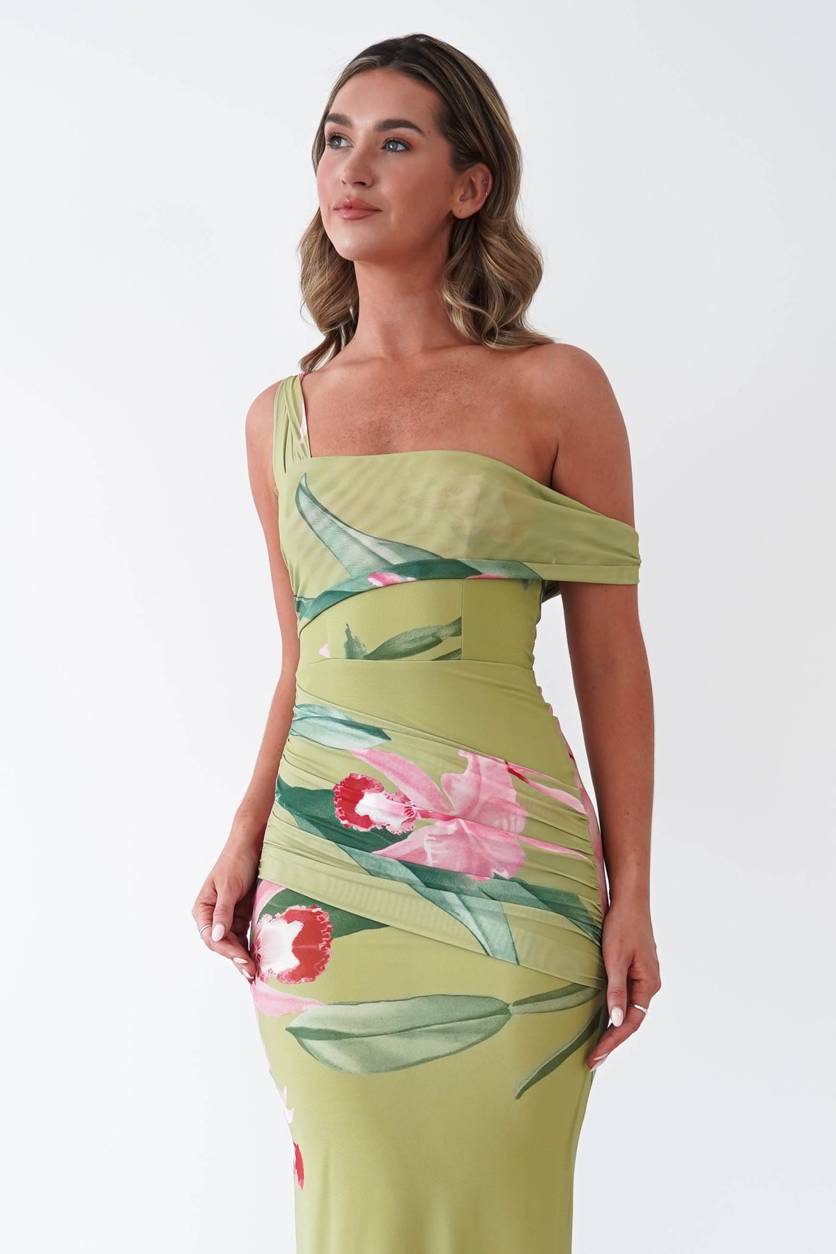 Cancun Floral Print Mesh Maxi Dress | Green-Oh Hello Clothing