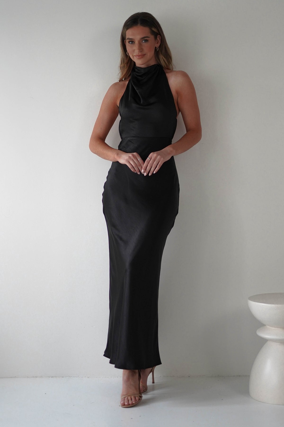 Capriana Pearl Back Maxi Dress | Black-Oh Hello Clothing
