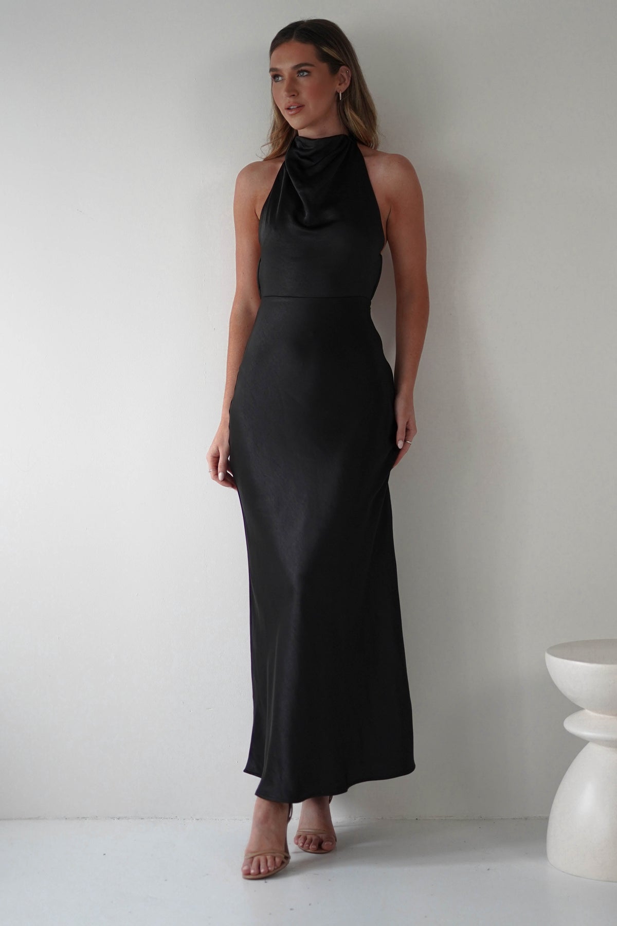 Capriana Pearl Back Maxi Dress | Black-Oh Hello Clothing