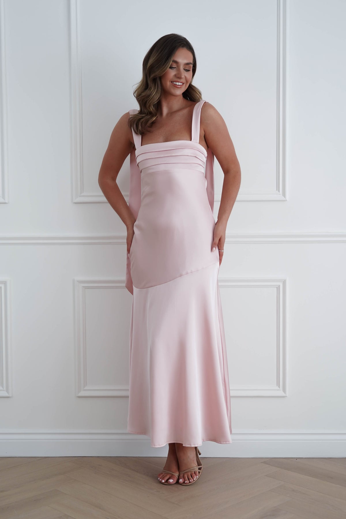 Casina Soft Satin Maxi Dress | Pink-Oh Hello Clothing