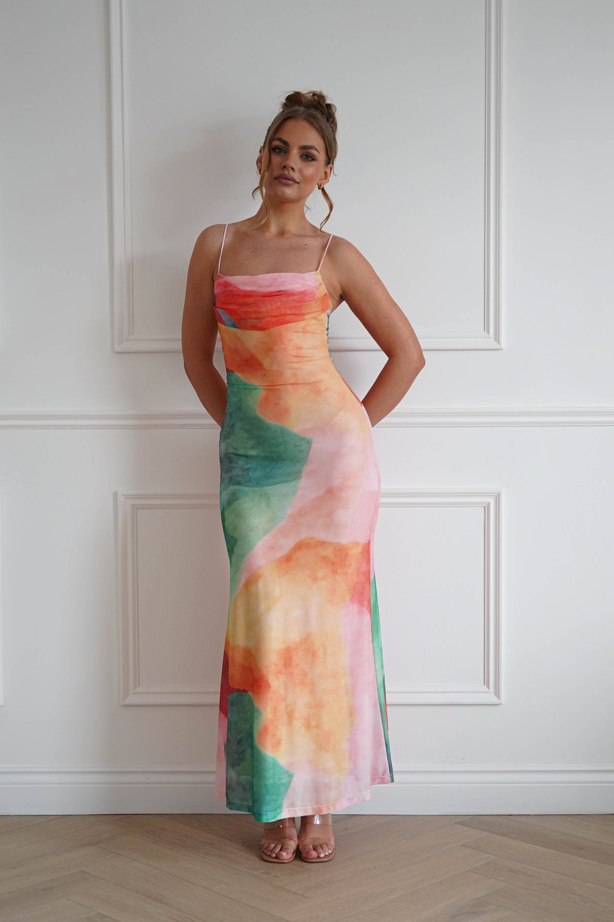 Caspera Mesh Bodycon Maxi Dress | Mixed Print-Oh Hello Clothing