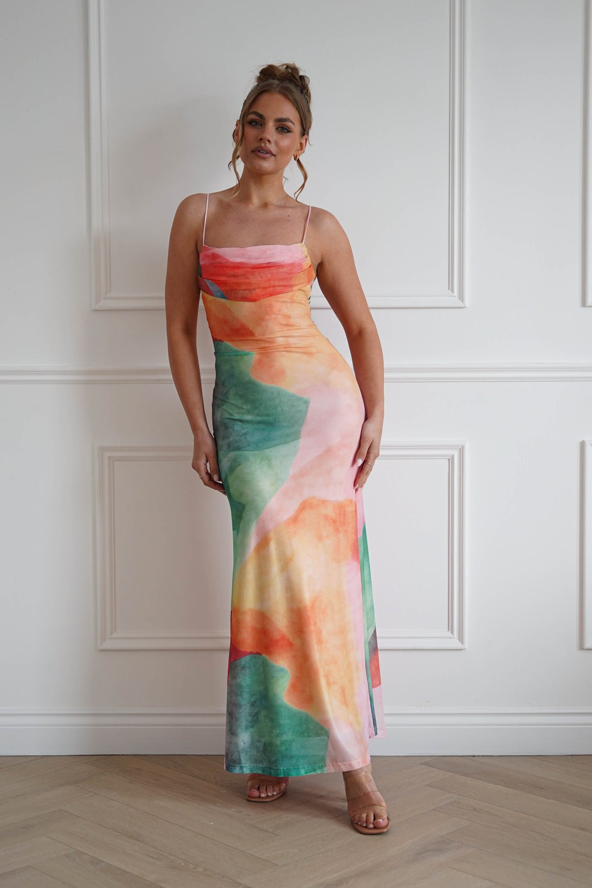 Caspera Mesh Bodycon Maxi Dress | Mixed Print-Oh Hello Clothing