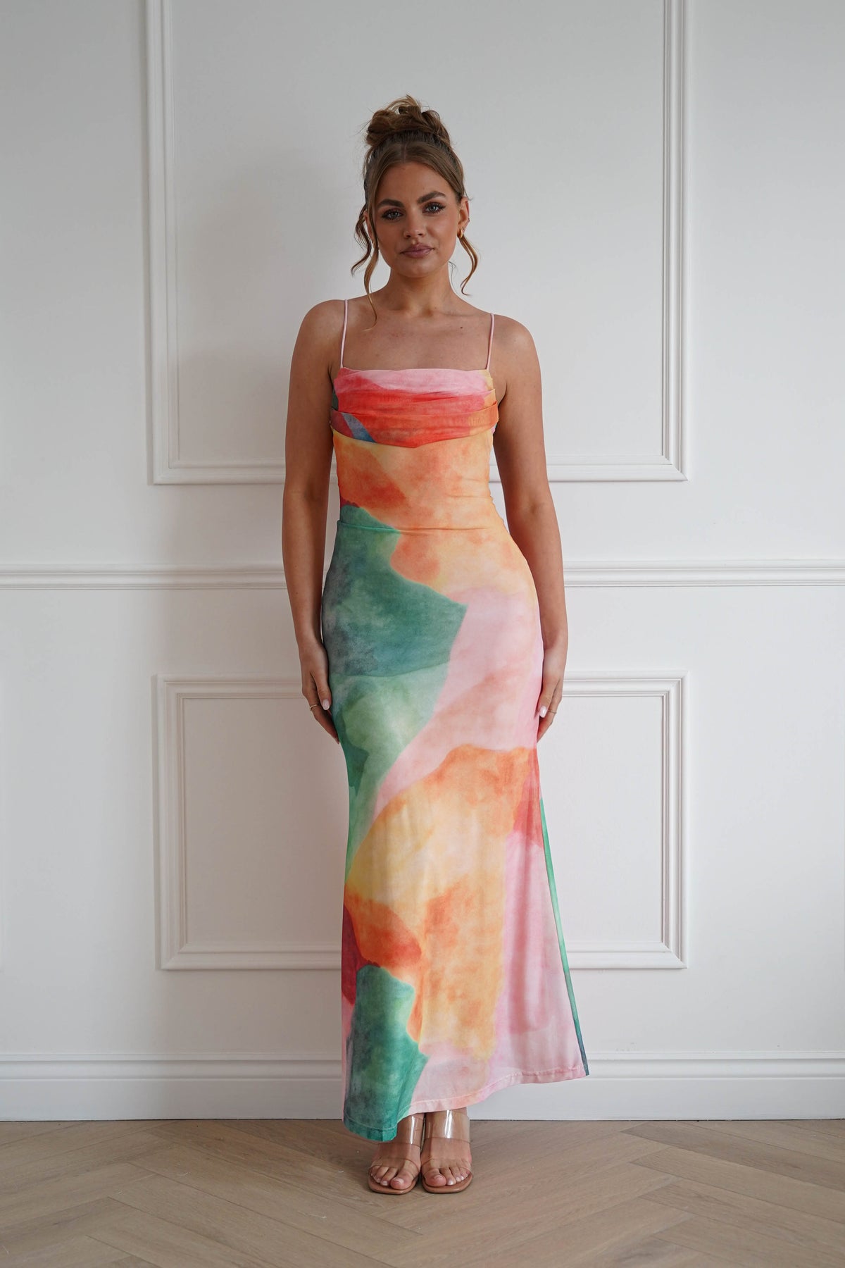 Caspera Mesh Bodycon Maxi Dress | Mixed Print-Oh Hello Clothing