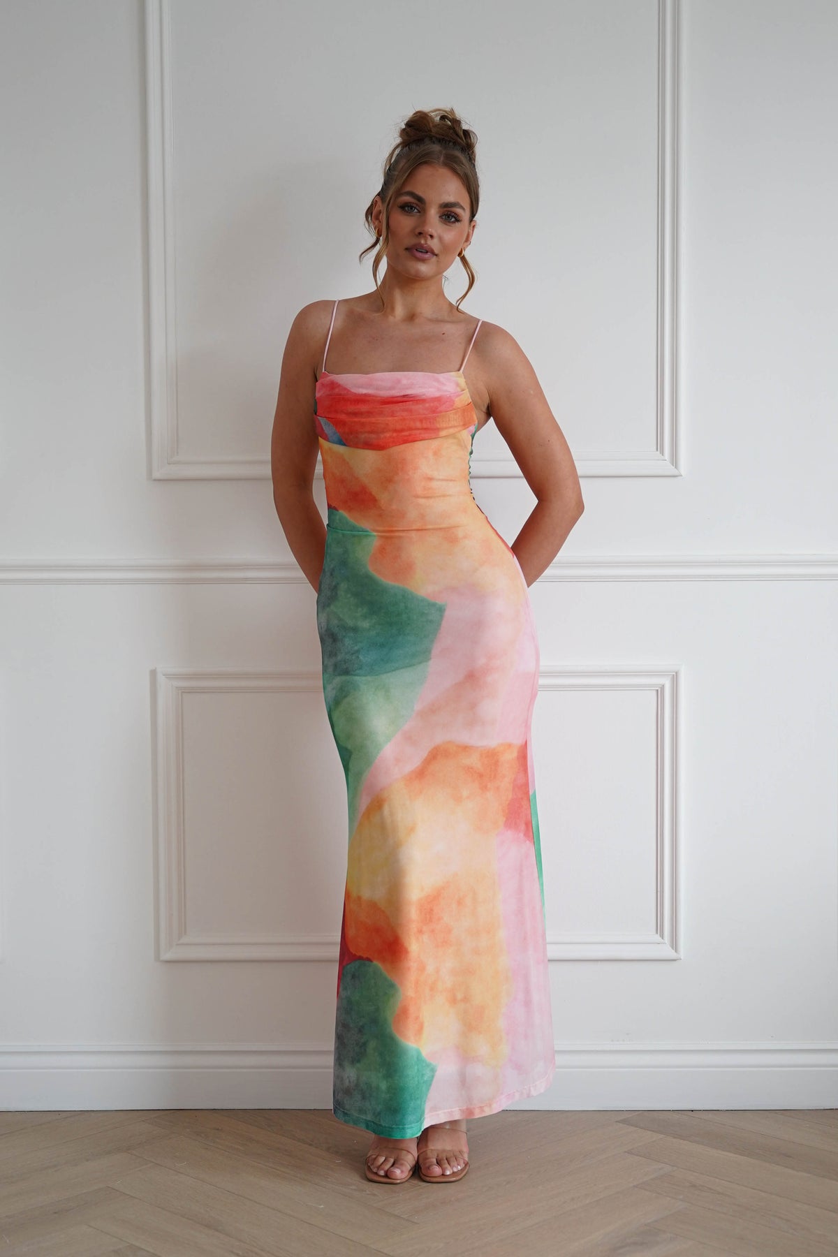 Caspera Mesh Bodycon Maxi Dress | Mixed Print-Oh Hello Clothing