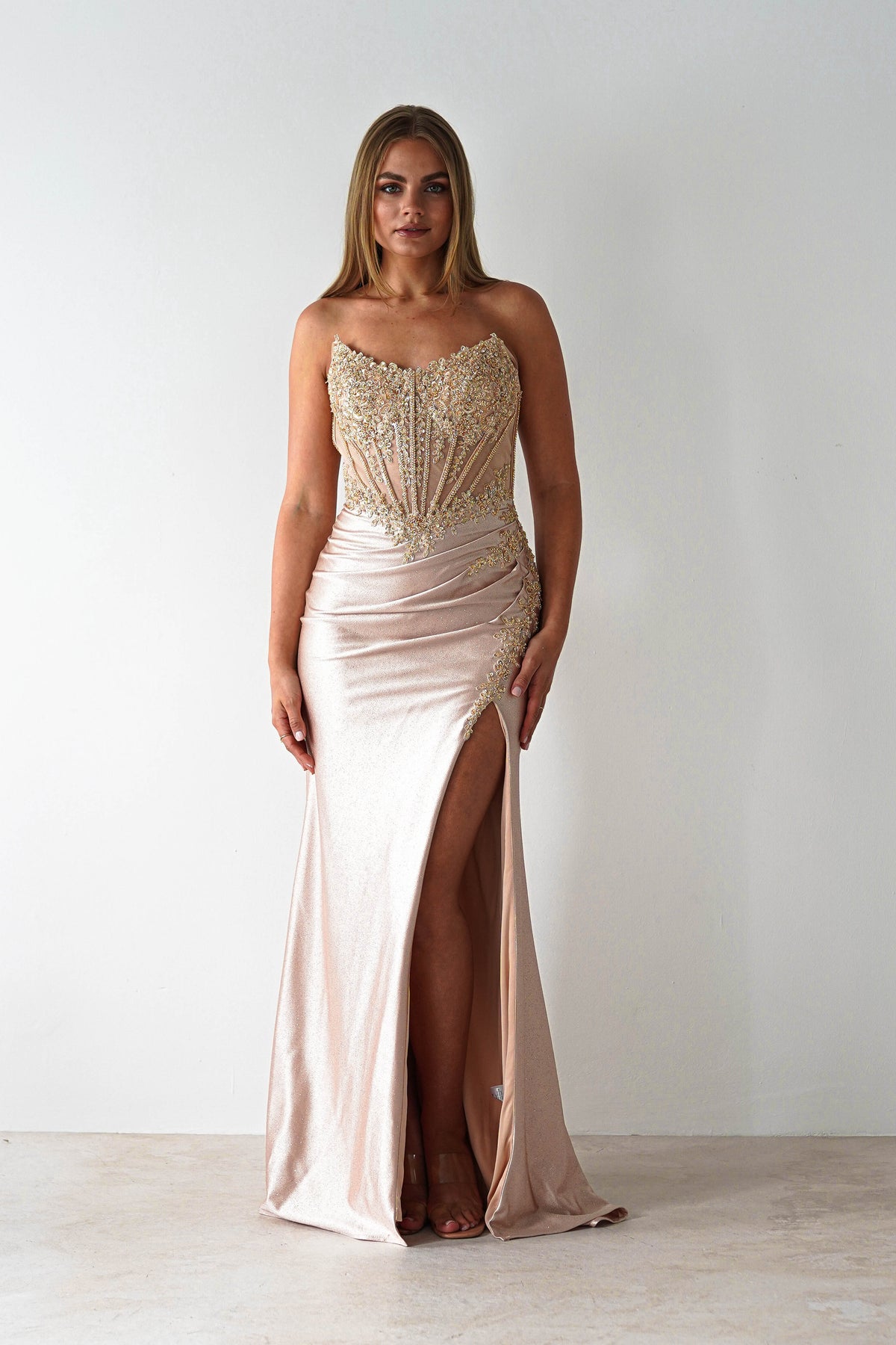 Caspian Embellished Bodycon Gown | Gold-Oh Hello Clothing