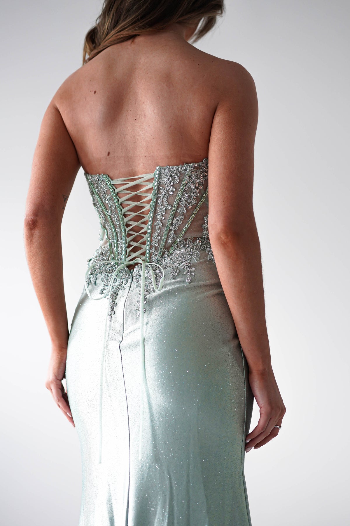 Caspian Embellished Bodycon Gown | Light Green-Oh Hello Clothing