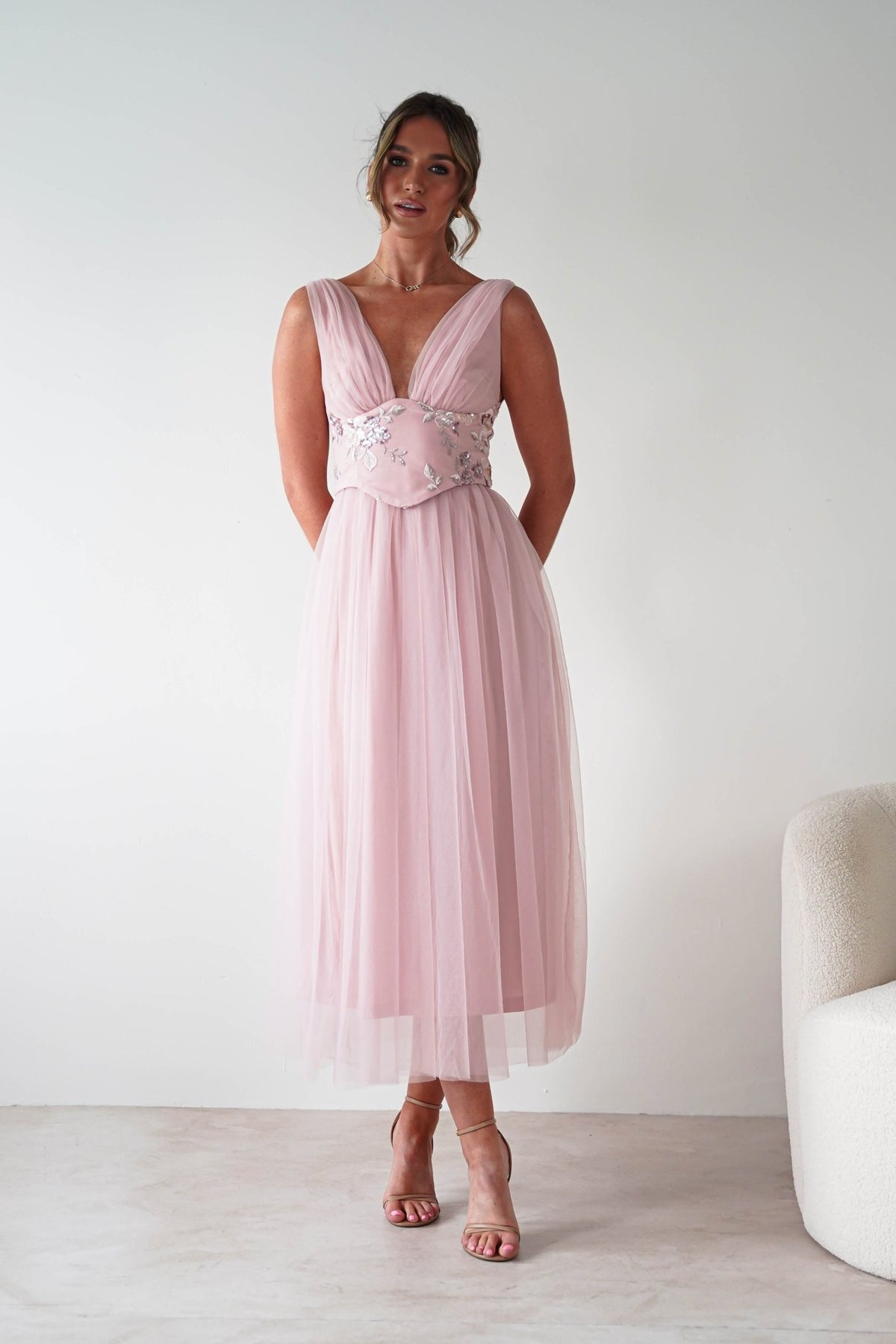 Cecilia Tulle Maxi Dress | Blush Pink-Oh Hello Clothing